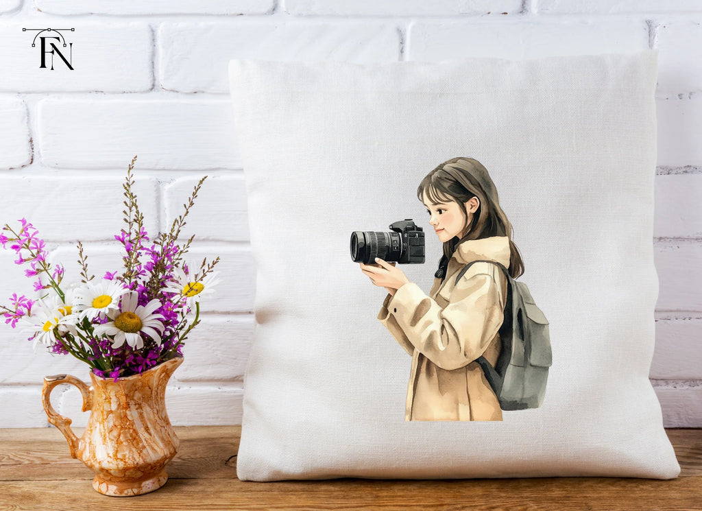 Young Woman with Camera Clipart Bundle