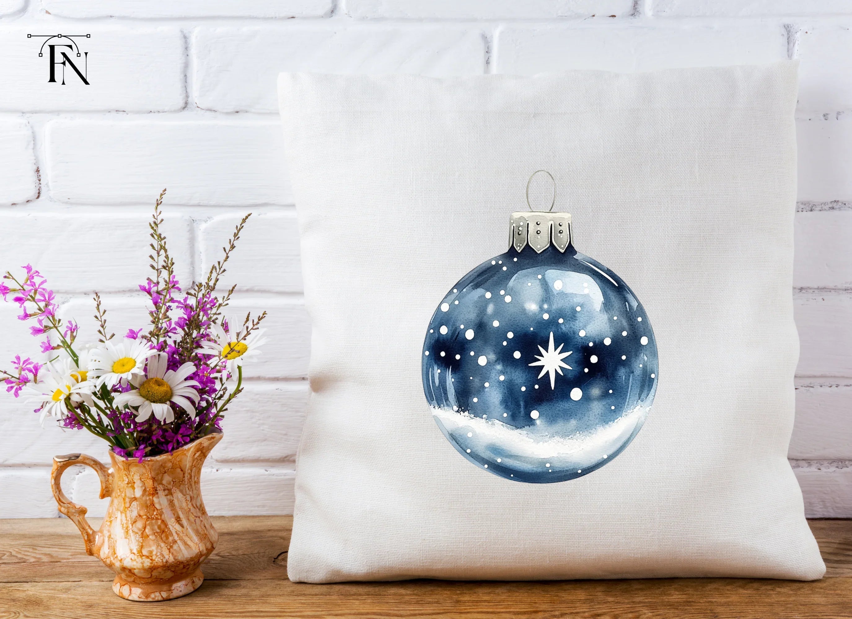 Blue Star Christmas Ornaments Clipart Bundle