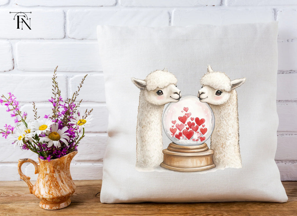 Cute Alpaca Couple Love Snow Globe Clipart Bundle