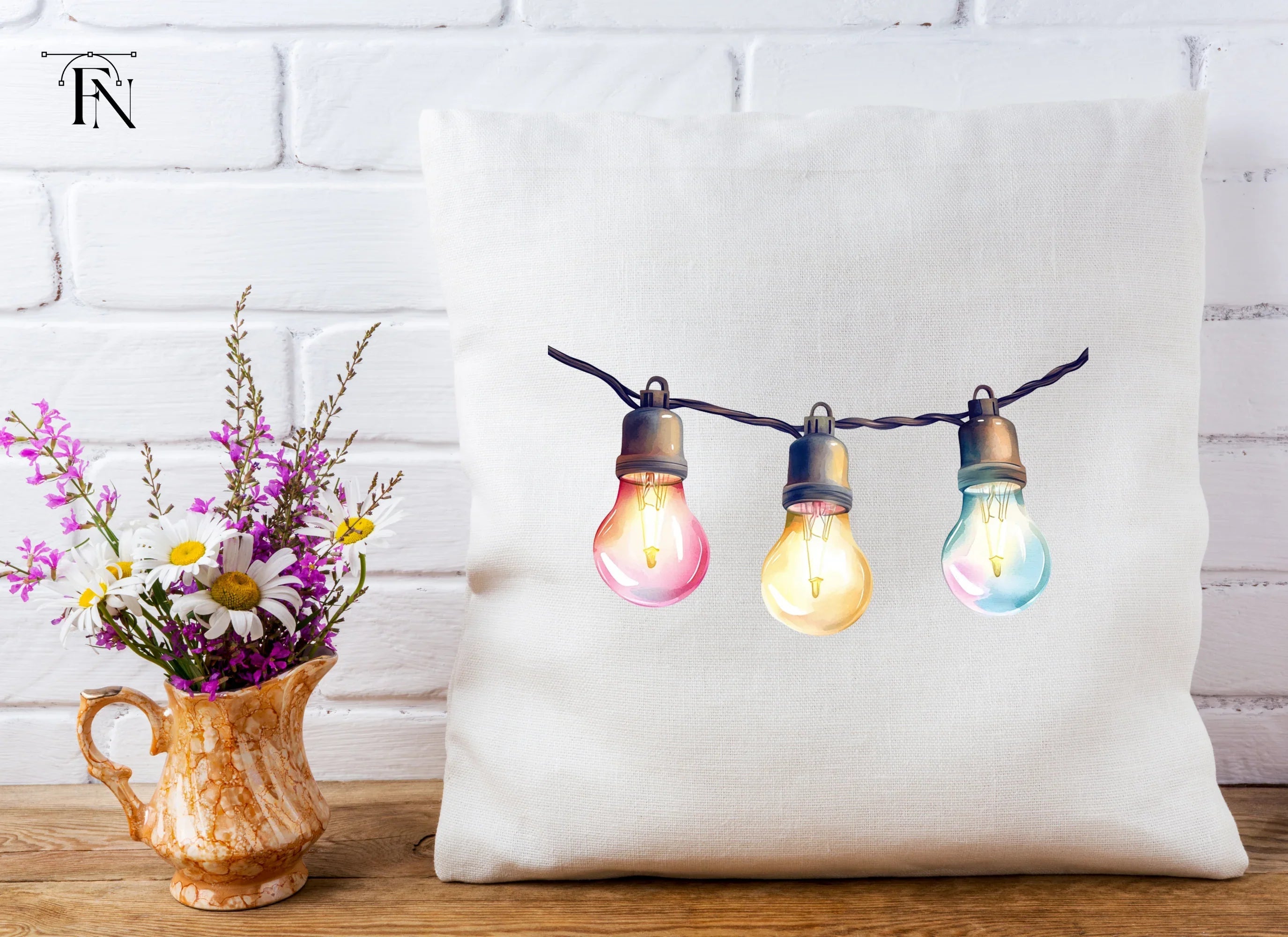 Colorful String Lights Clipart Bundle