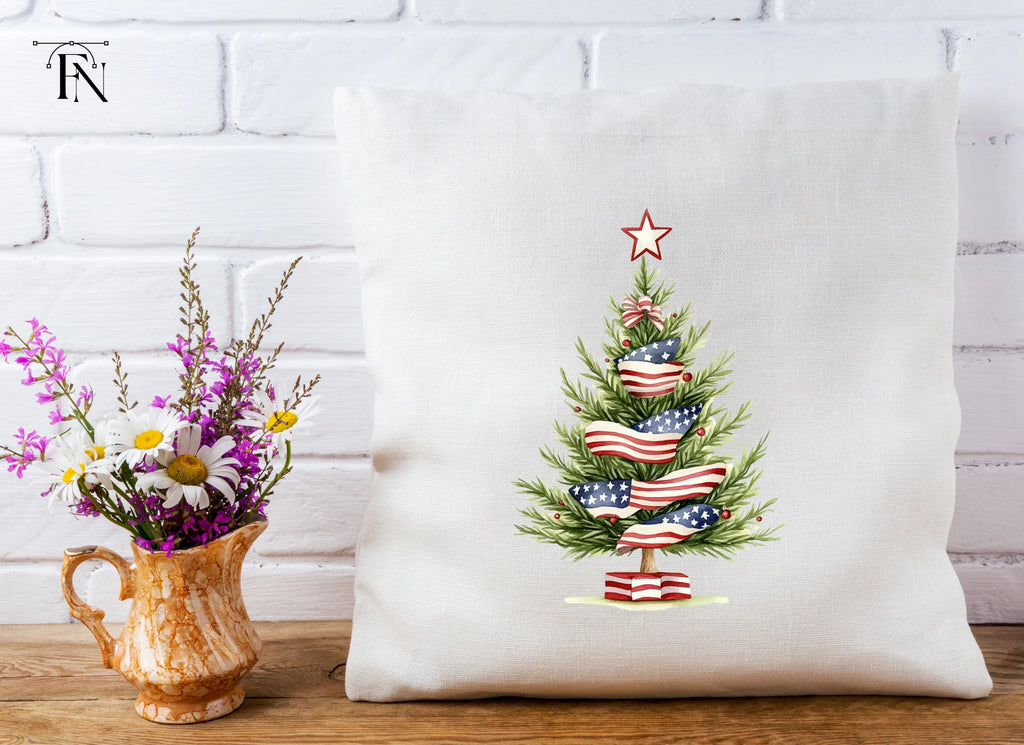 Patriotic Christmas Tree Clipart Bundle