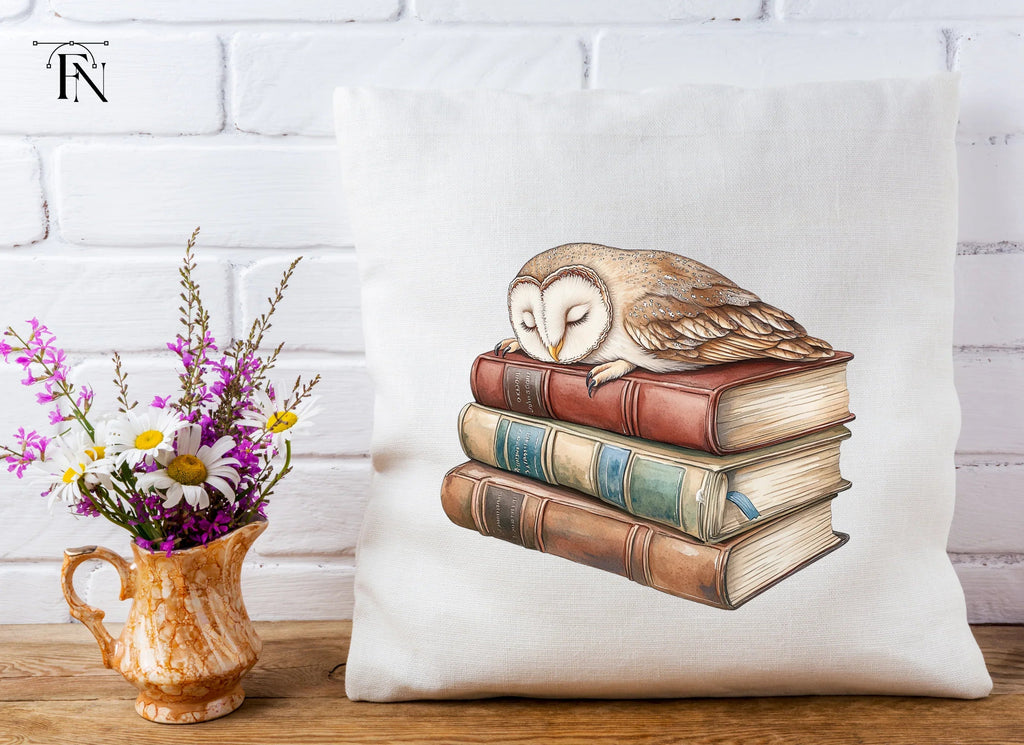 Sleeping Owls on Vintage Books Clipart Bundle