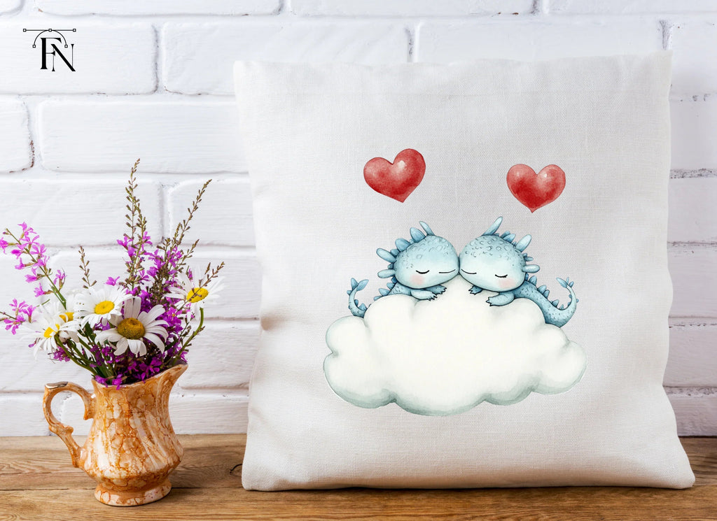Sleeping Dragon Couple on Cloud Clipart Bundle