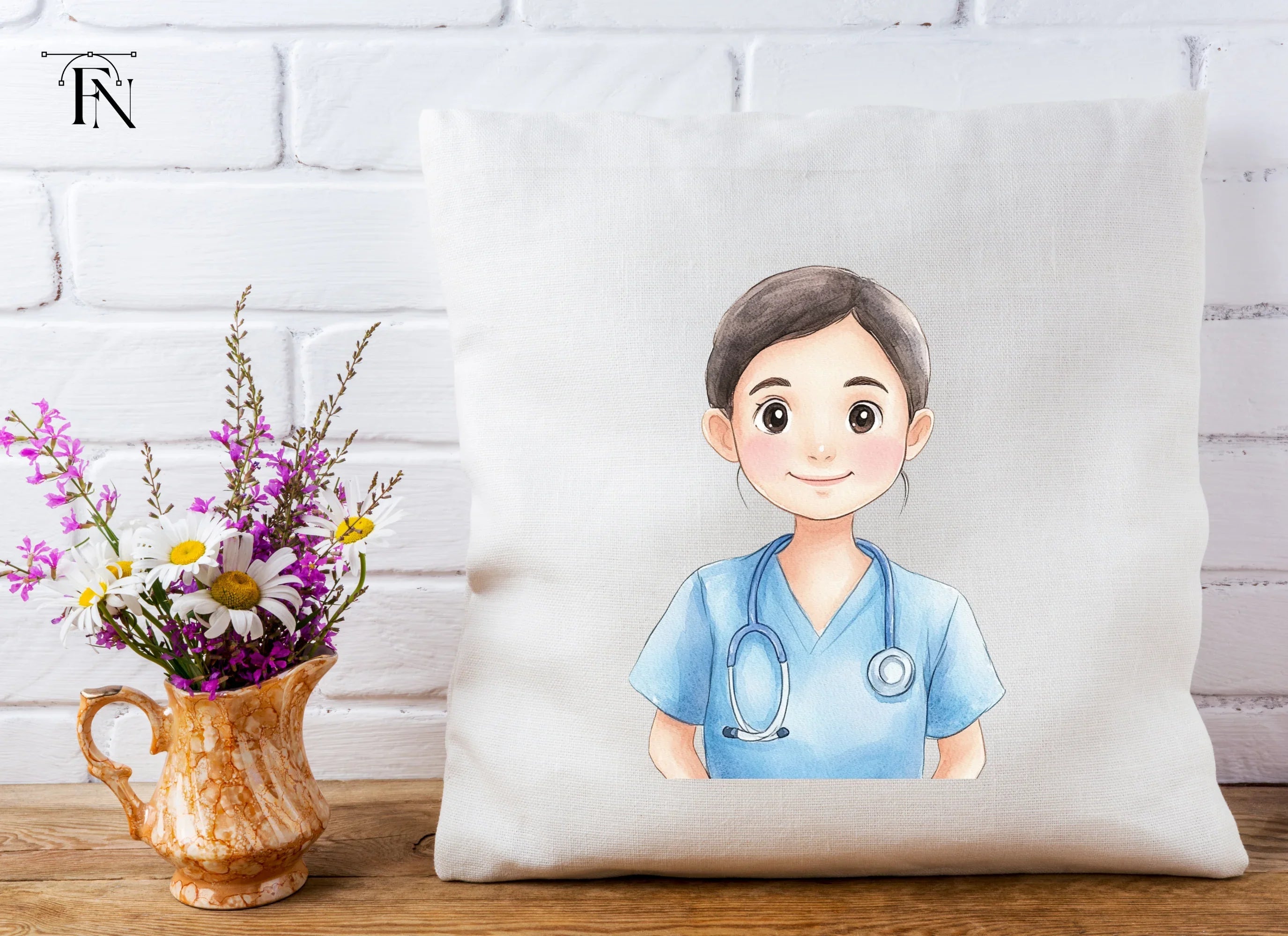 Friendly Nurse with Stethoscope Clipart Bundle