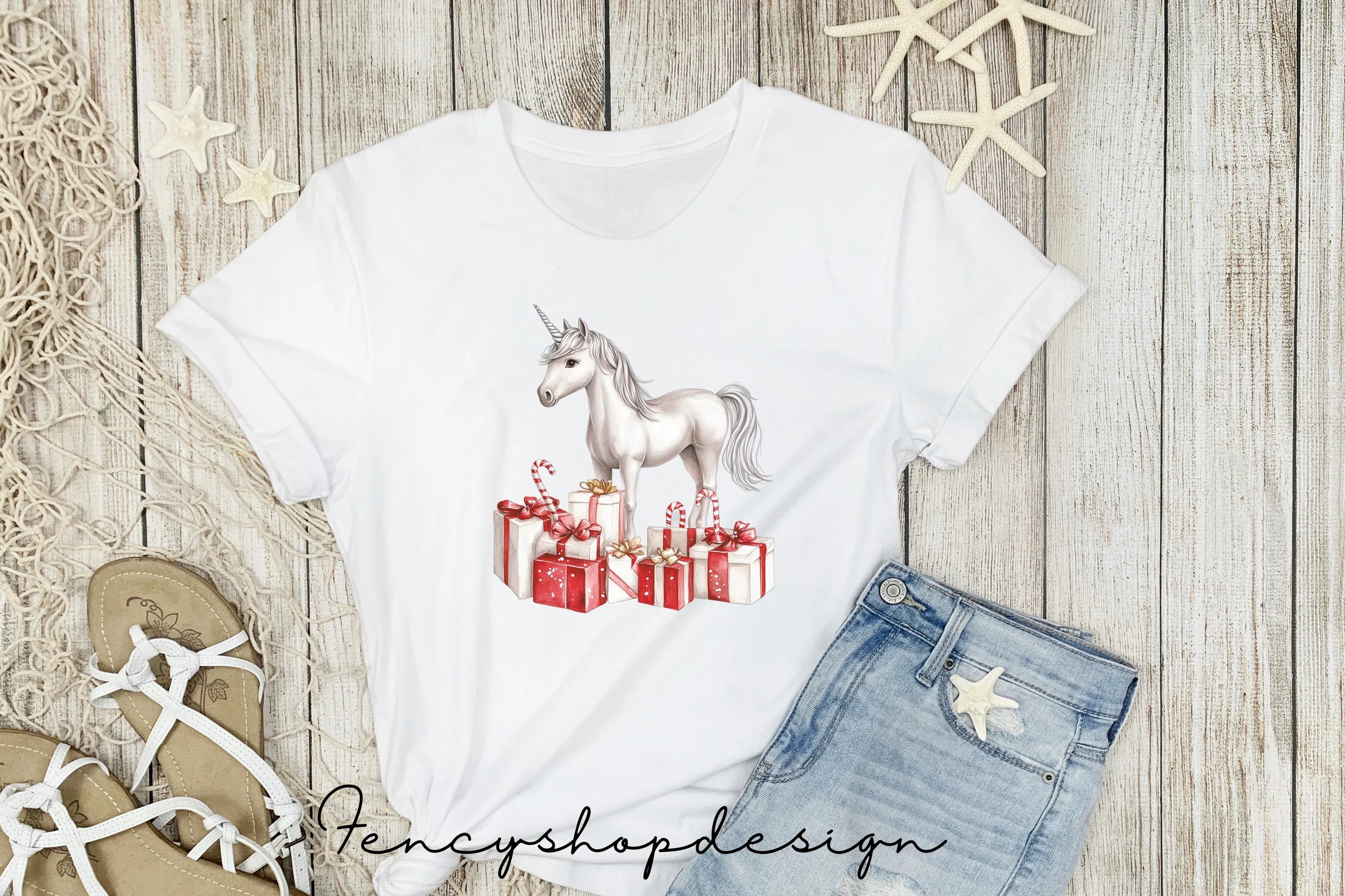 Christmas Unicorn Wreath Clipart Bundle