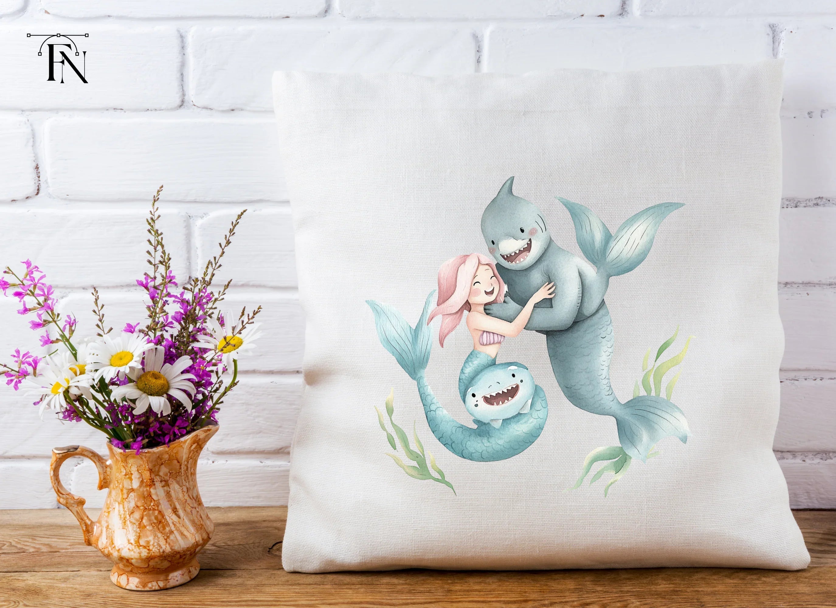 Mermaid and Shark Family Clipart Bundle