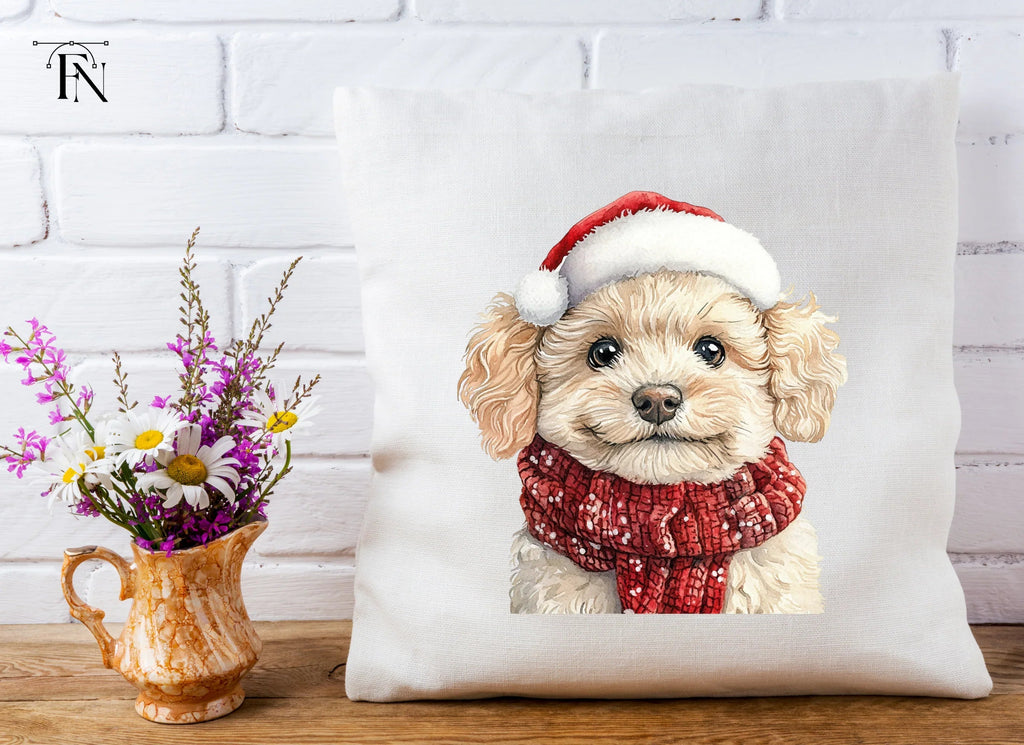Christmas Puppies in Santa Hats Clipart Bundle