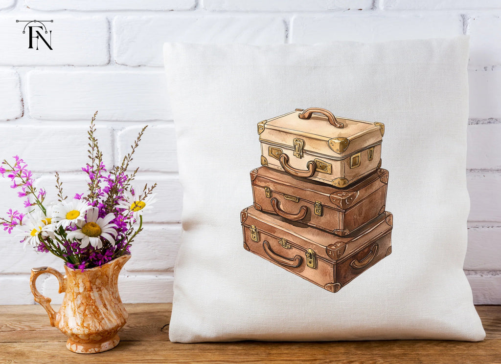 Brown Vintage Luggage Clipart Bundle