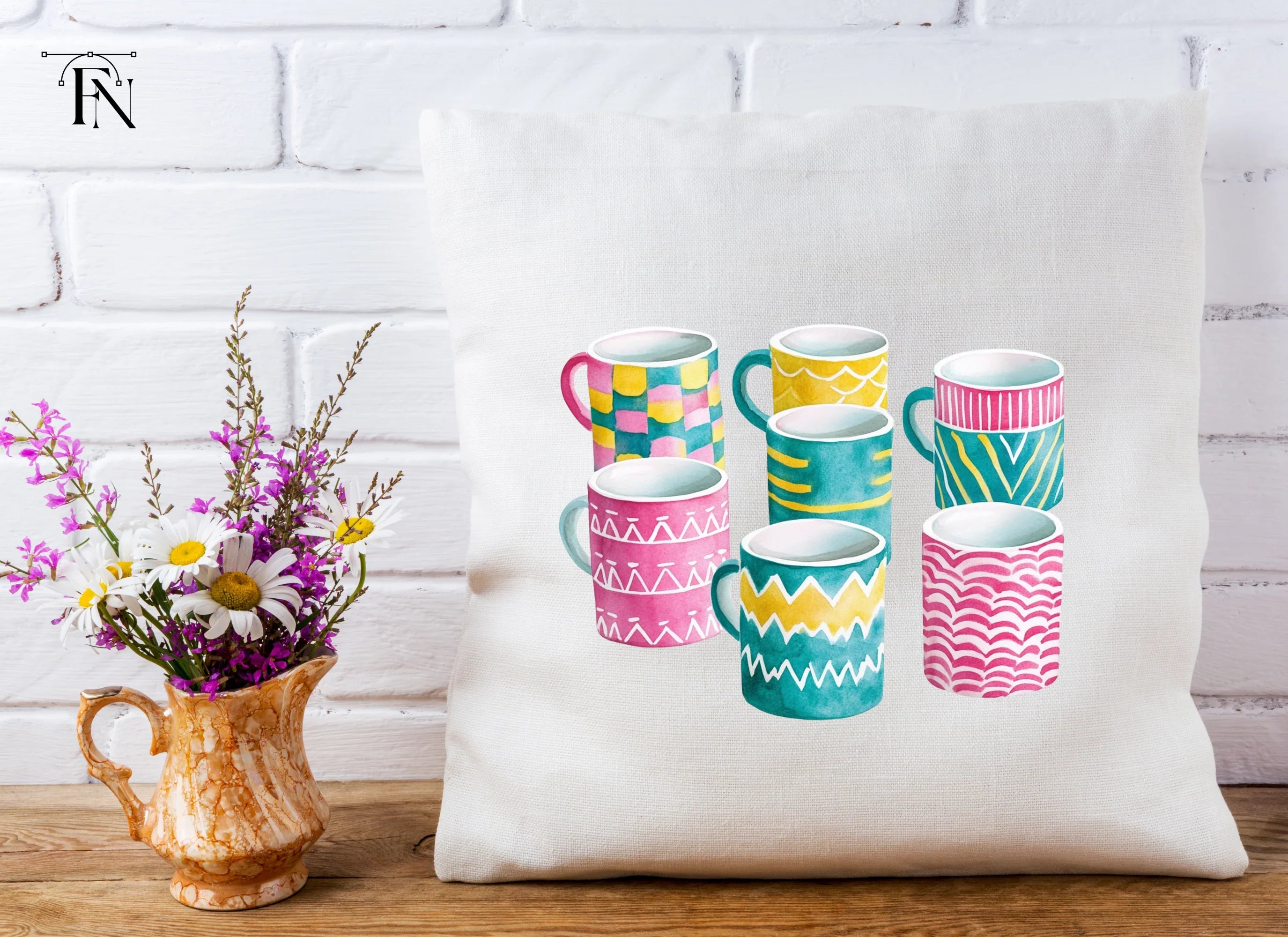 Patterned Mugs Clipart Bundle