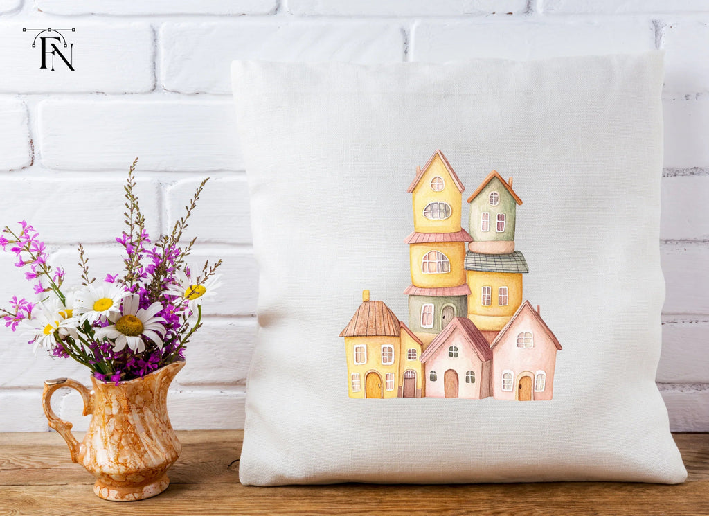 Whimsical Stacked Houses Clipart Bundle