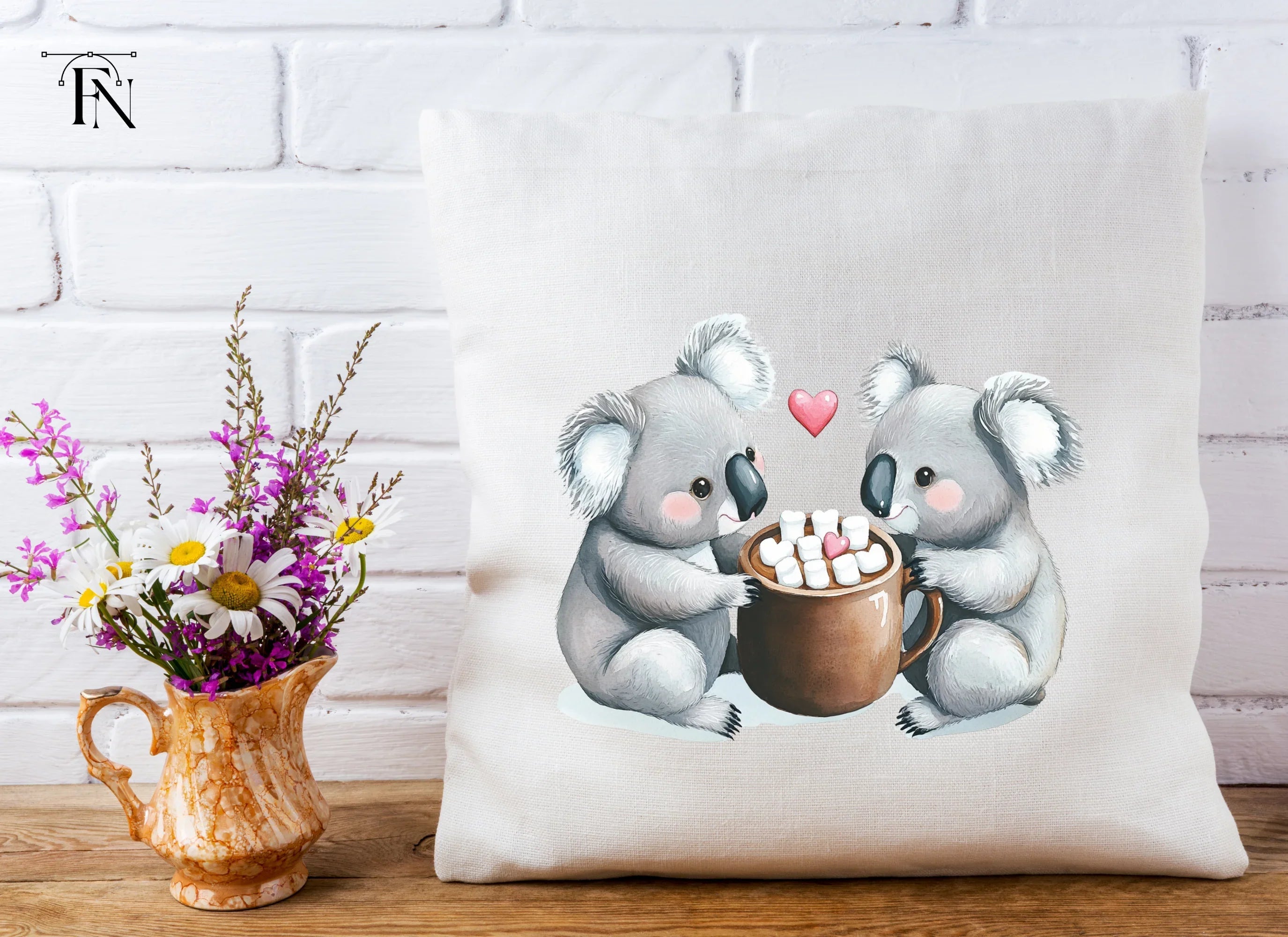 Sweet Koalas Sharing Hot Chocolate Clipart Bundle