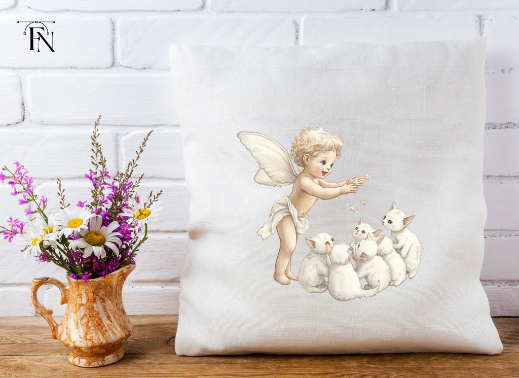 Cute Angel Baby Playing with Kittens Clipart Bundle