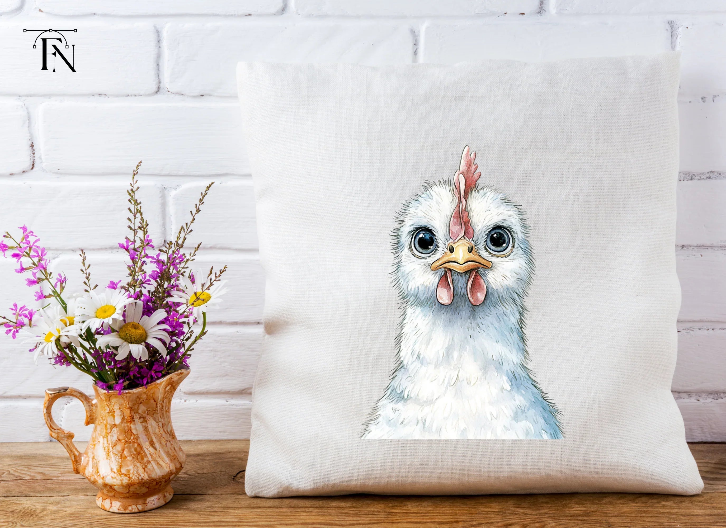 Cute White Chicken Head Clipart Bundle