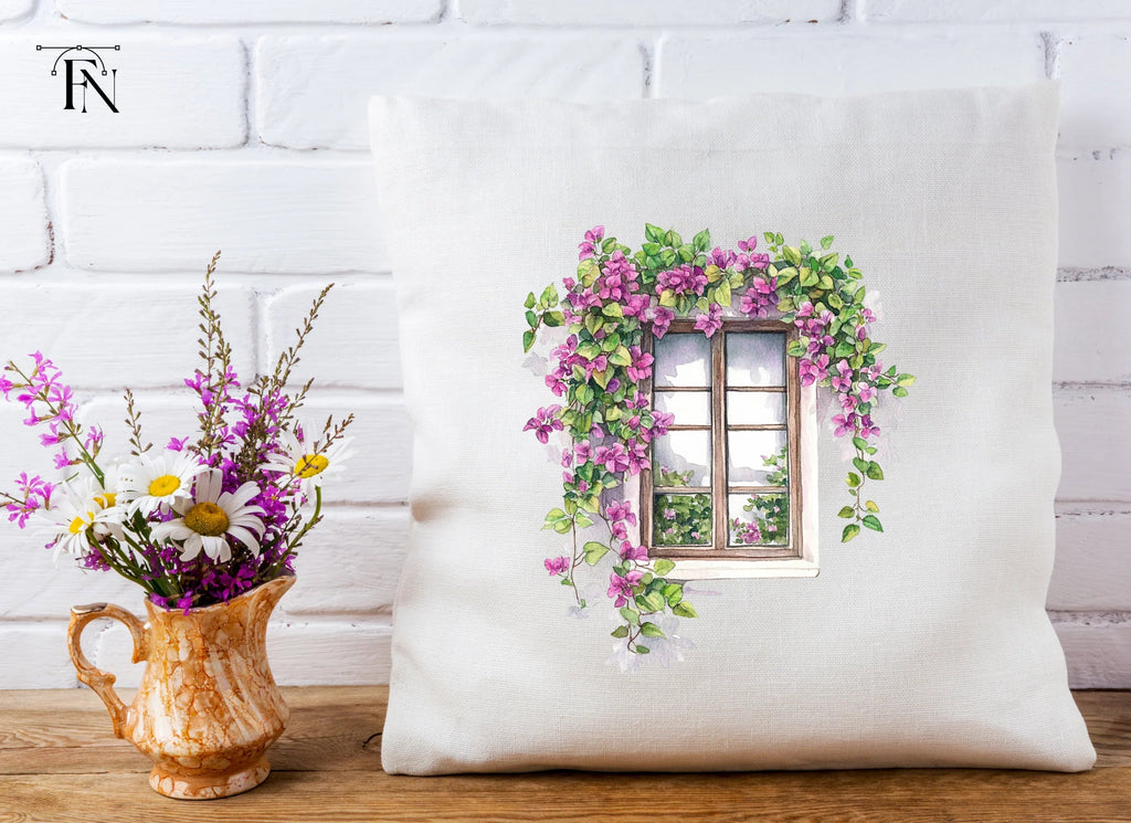 Window with Bougainvillea Clipart Bundle