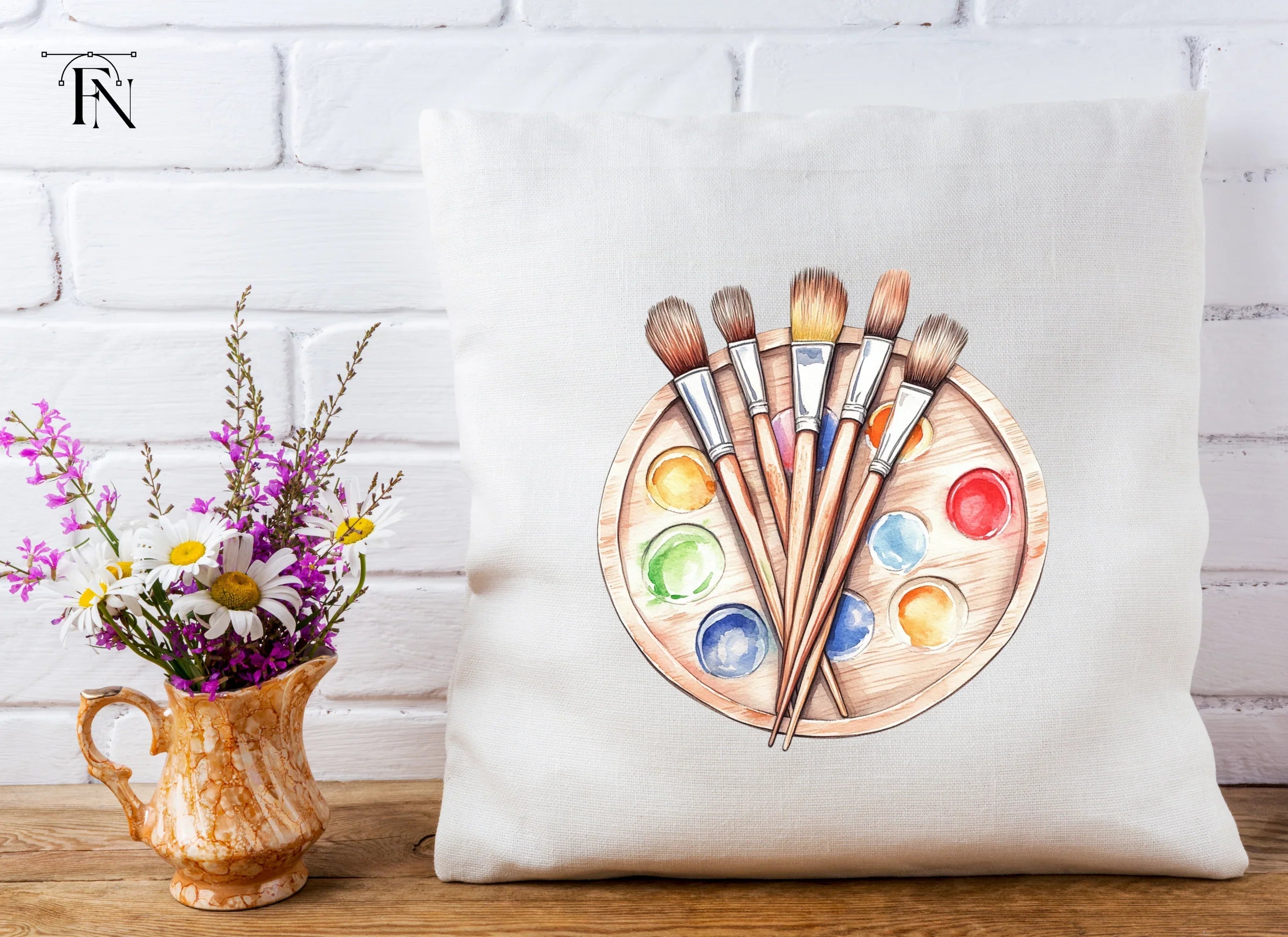 Paint Brushes and Palette Clipart Bundle