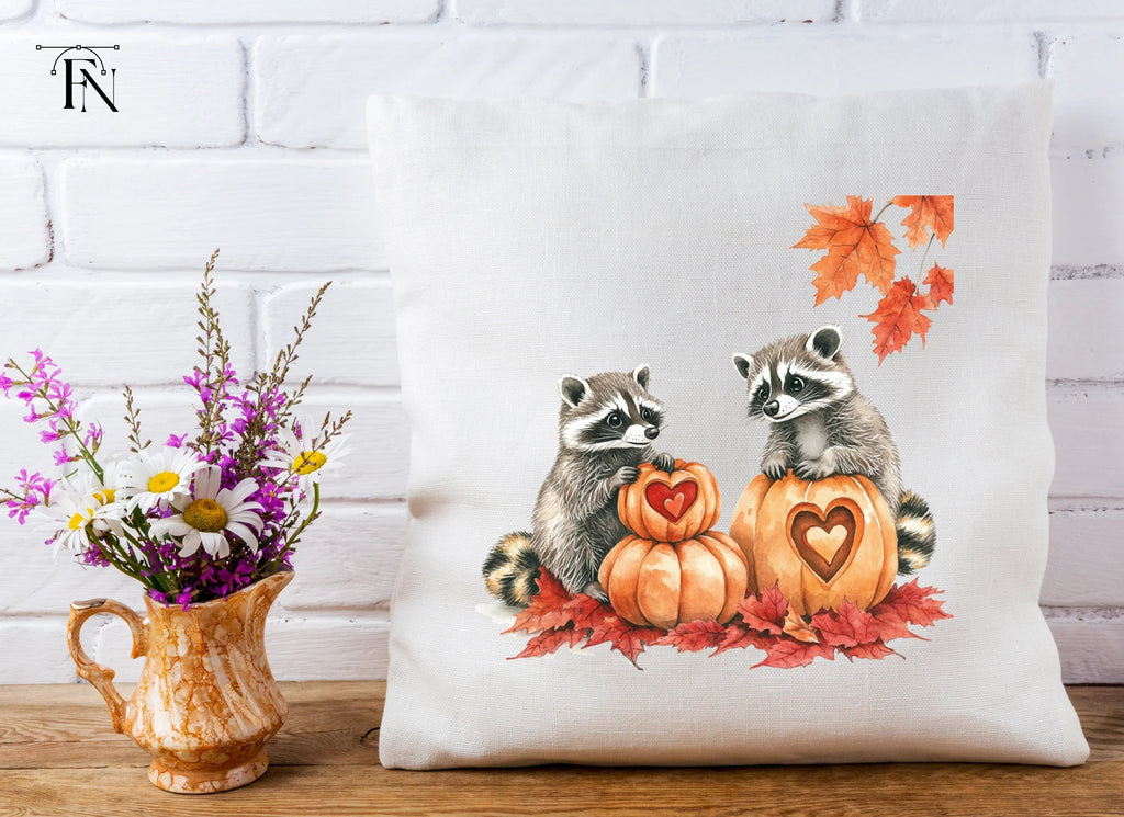Autumn Raccoons with Pumpkin Clipart Bundle