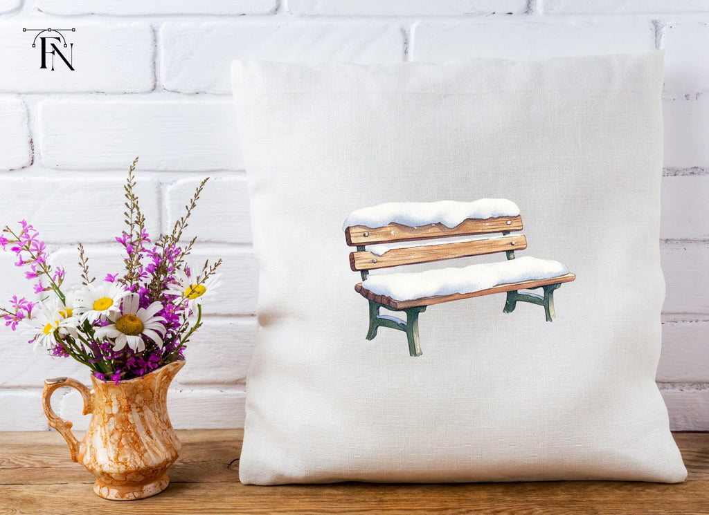 Snowy Wooden Park Bench Clipart Bundle