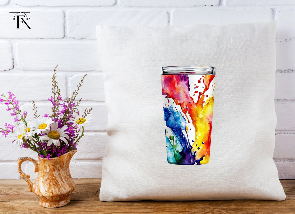 Rainbow Paint Splash Tumbler Clipart Bundle