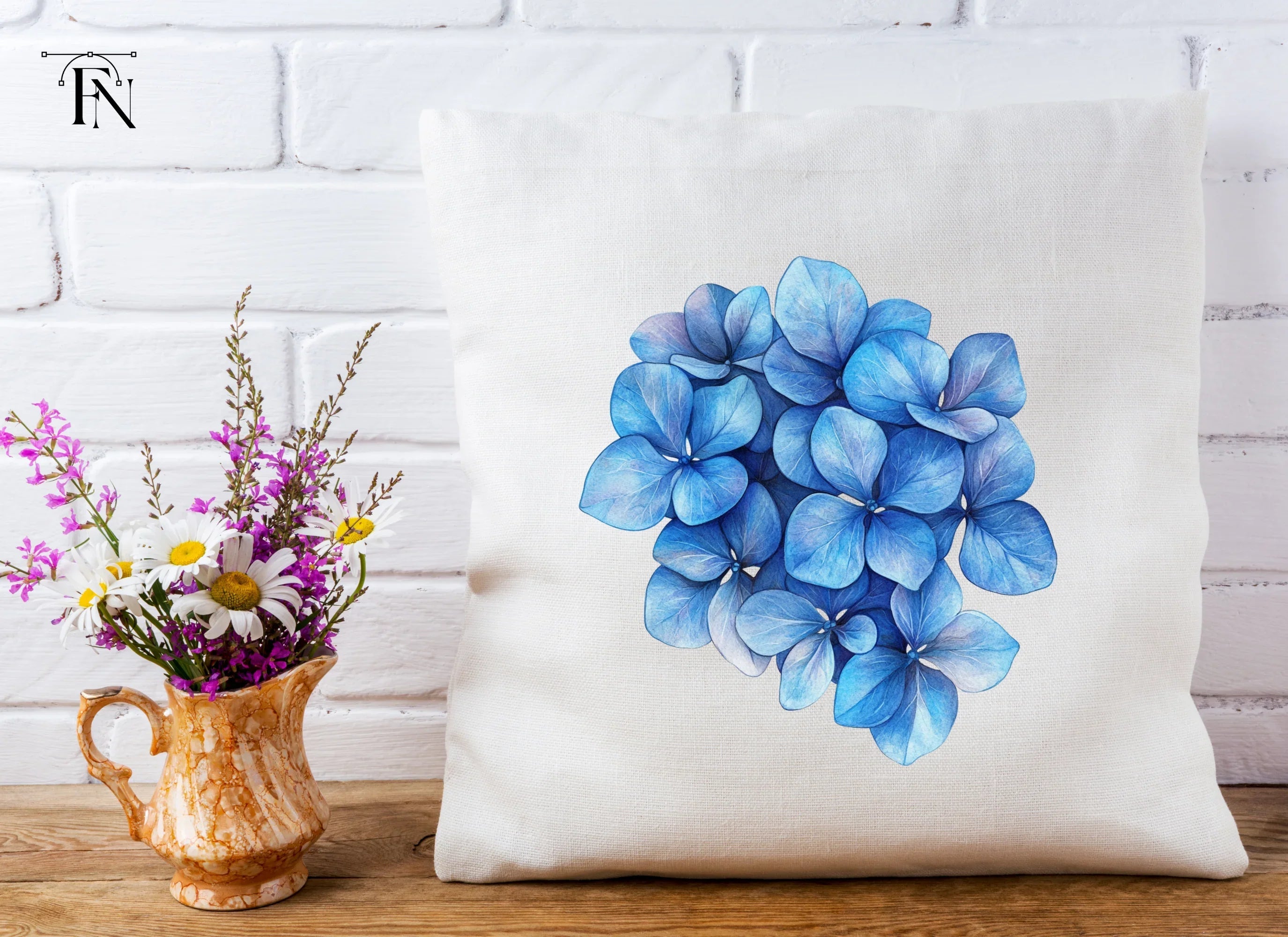 Blue Succulent and Leaf Clipart Bundle