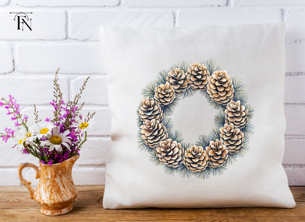 Pinecone Evergreen Wreath Clipart Bundle