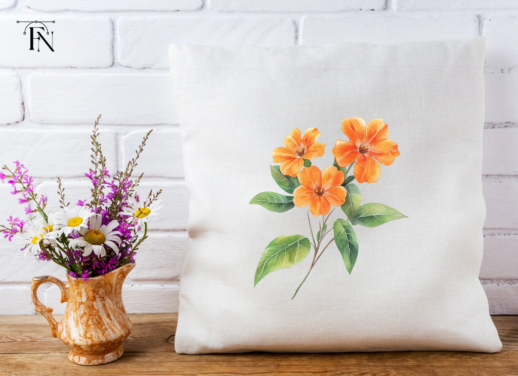 Orange Floral Clipart Bundle