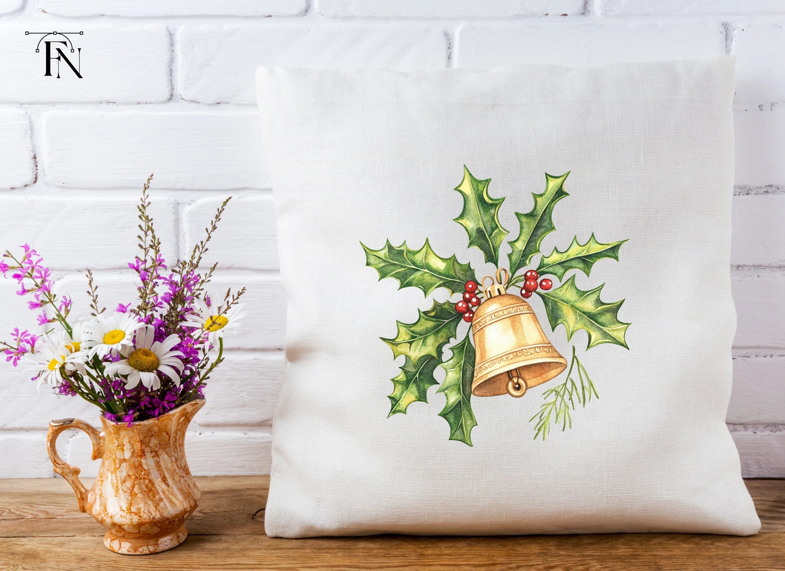 Festive Holly and Bell Christmas Clipart Bundle