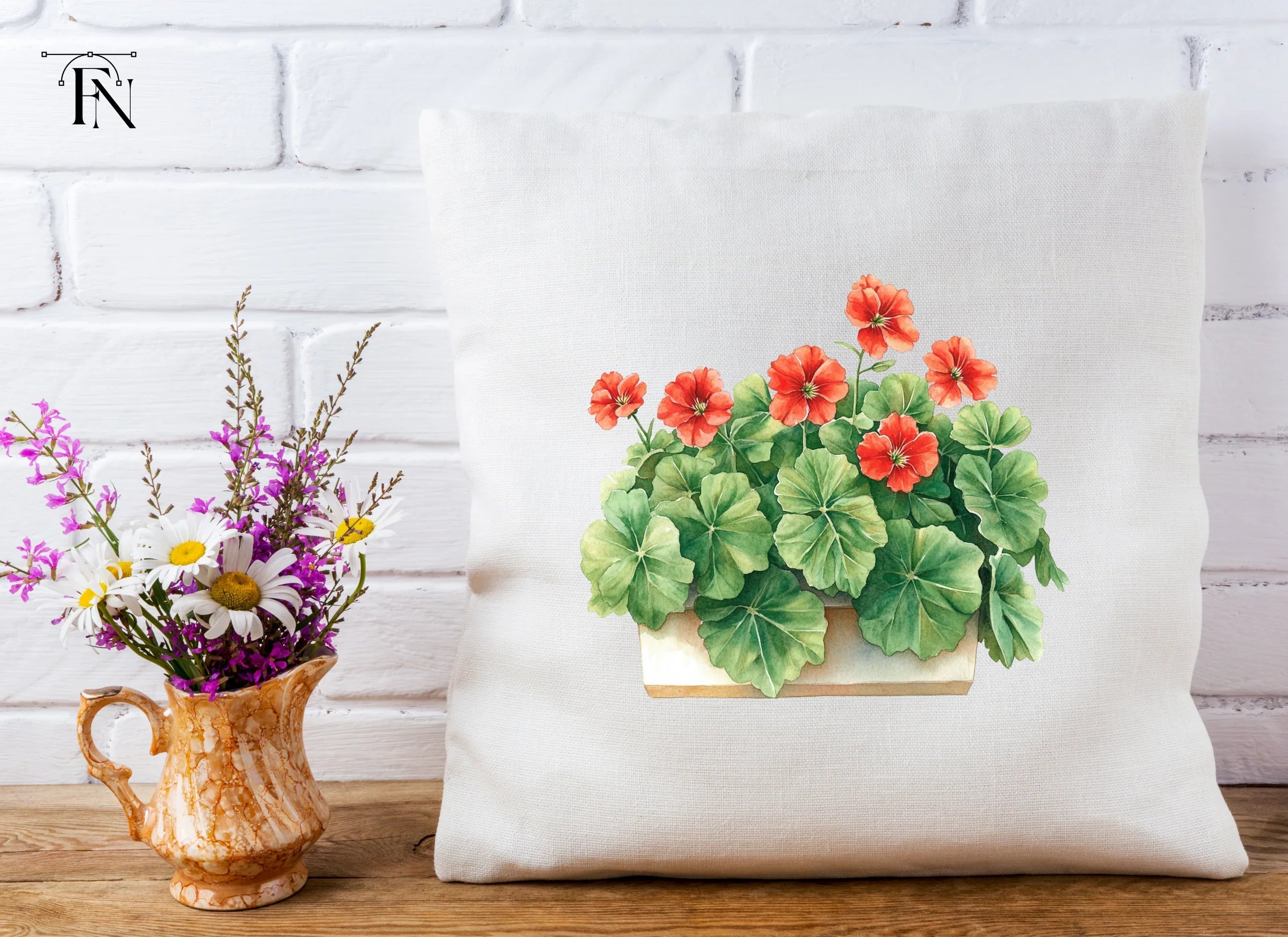 Geraniums in Pots Clipart Bundle