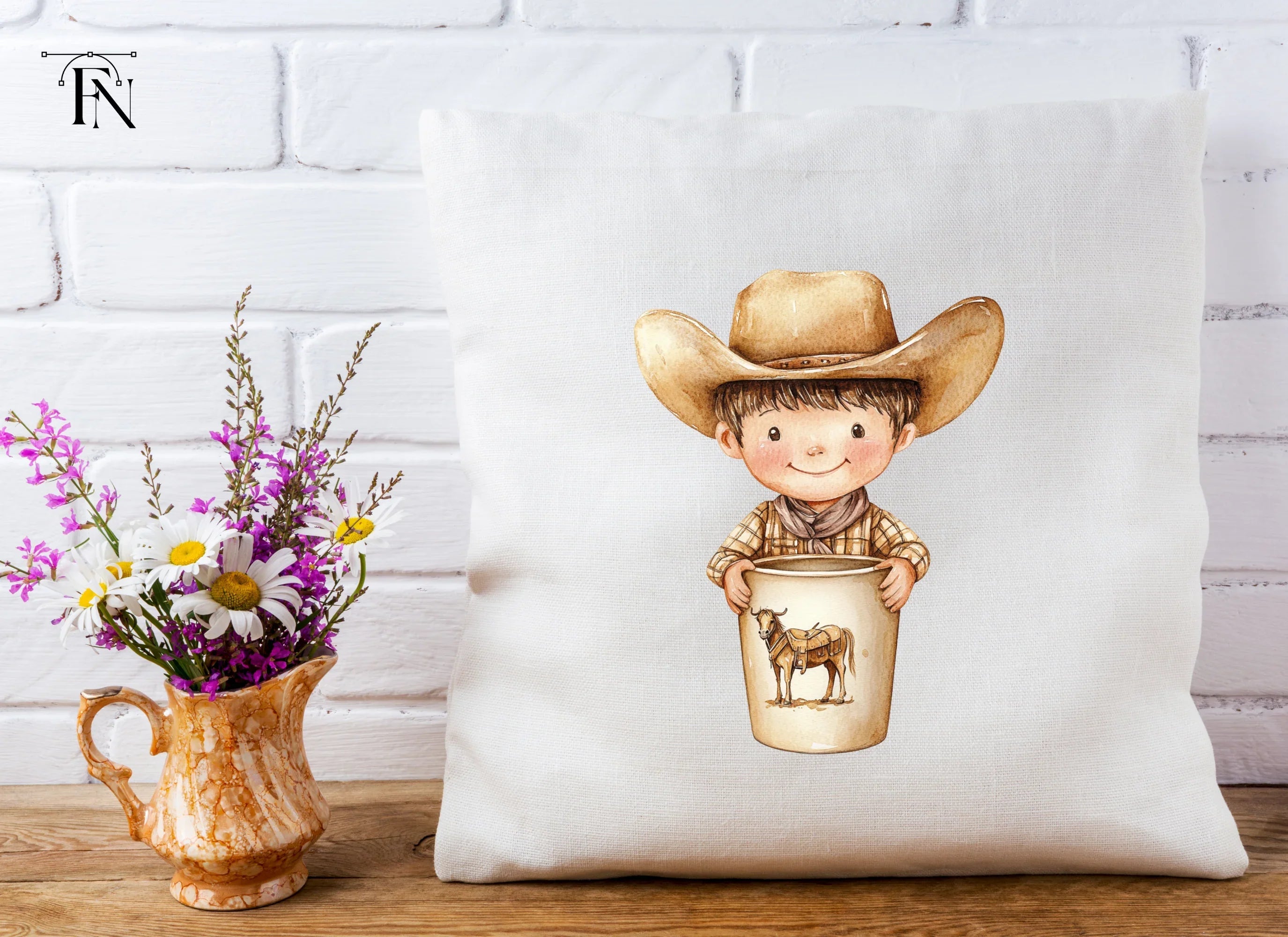 Cute Cowboy Kid with Horse Clipart Bundle