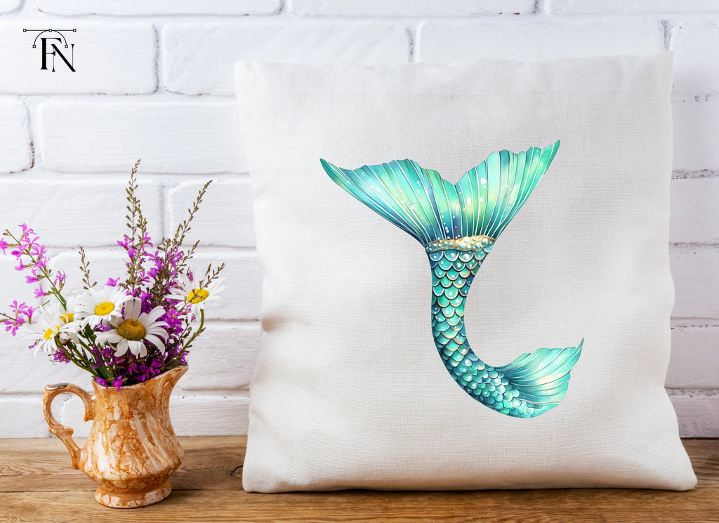 Sparkling Teal Mermaid Tail Clipart Bundle