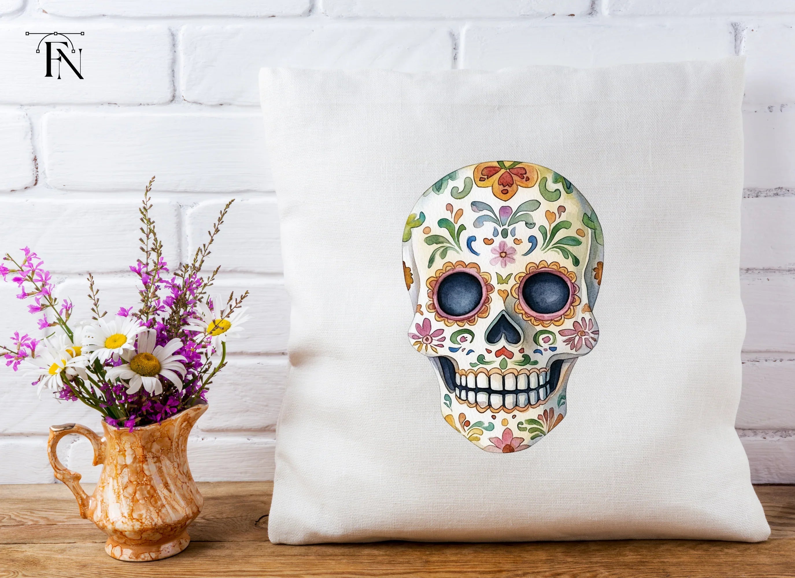 Floral Sugar Skulls Clipart Bundle