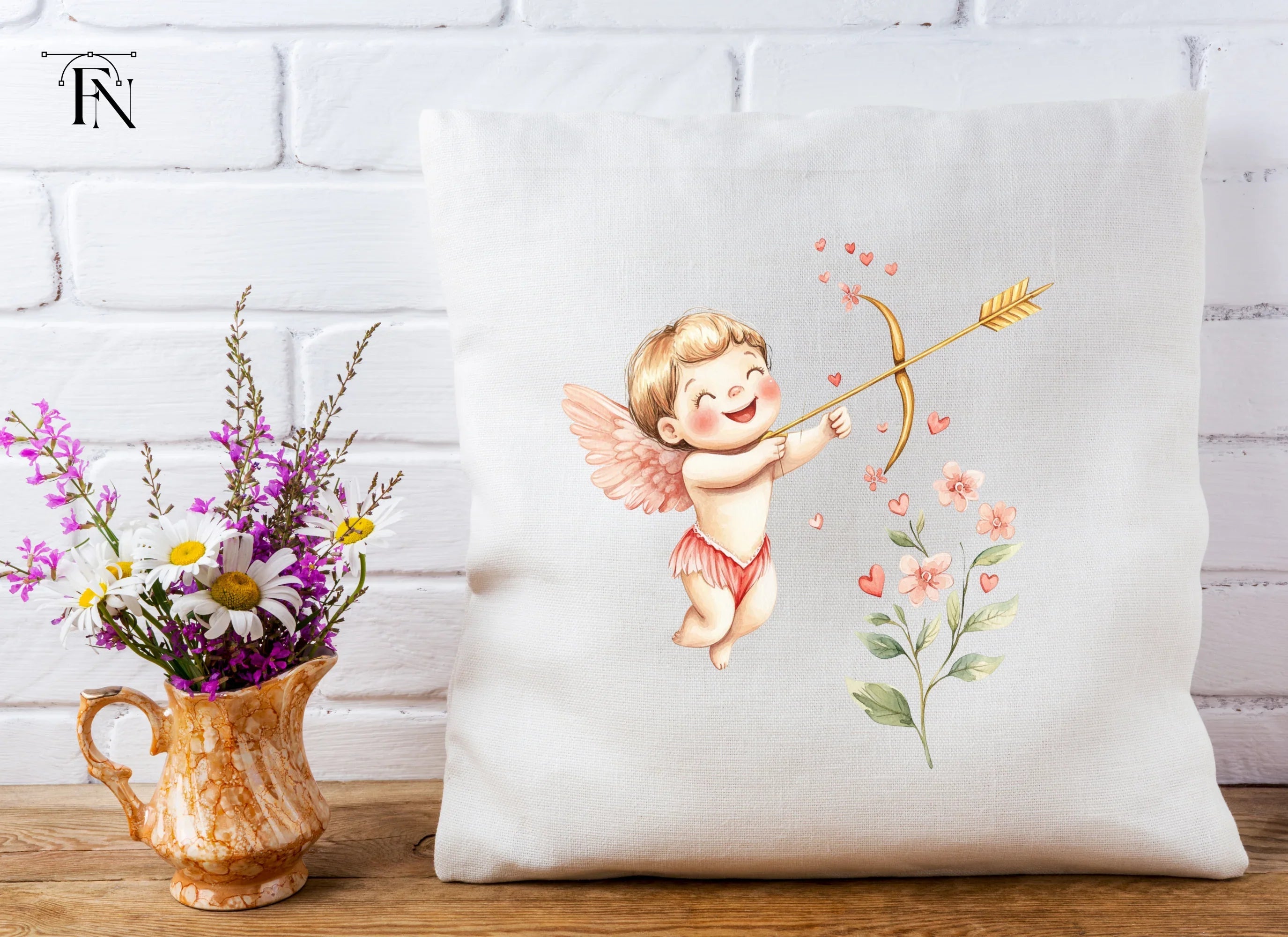 Happy Cupid Floral Elements Clipart Bundle