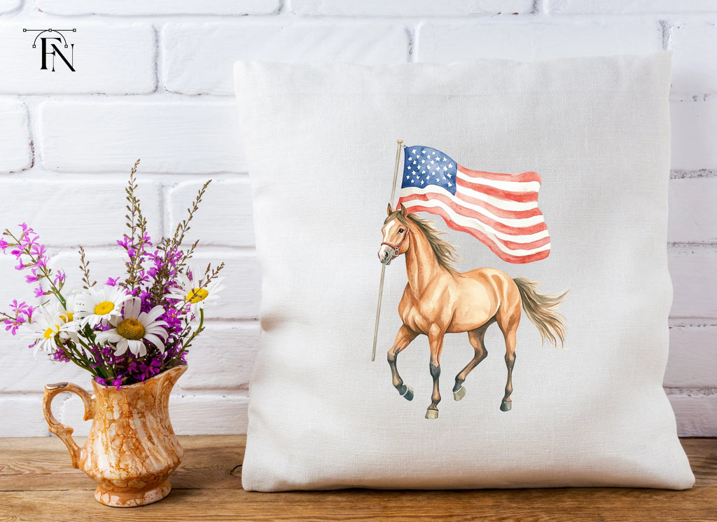 Patriotic Horses with American Flags Clipart Bundle
