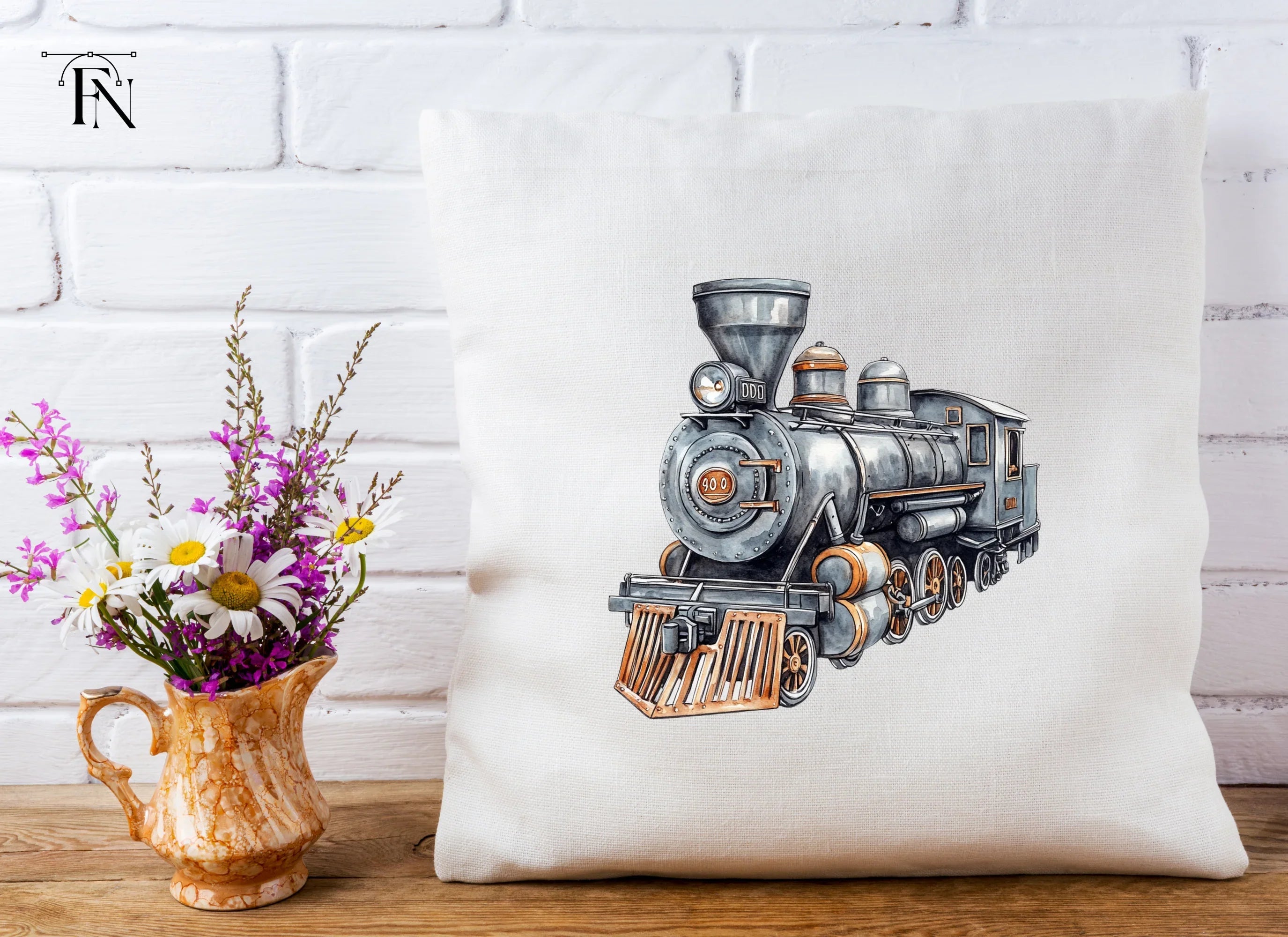 Vintage Steam Train Engine Clipart Bundle