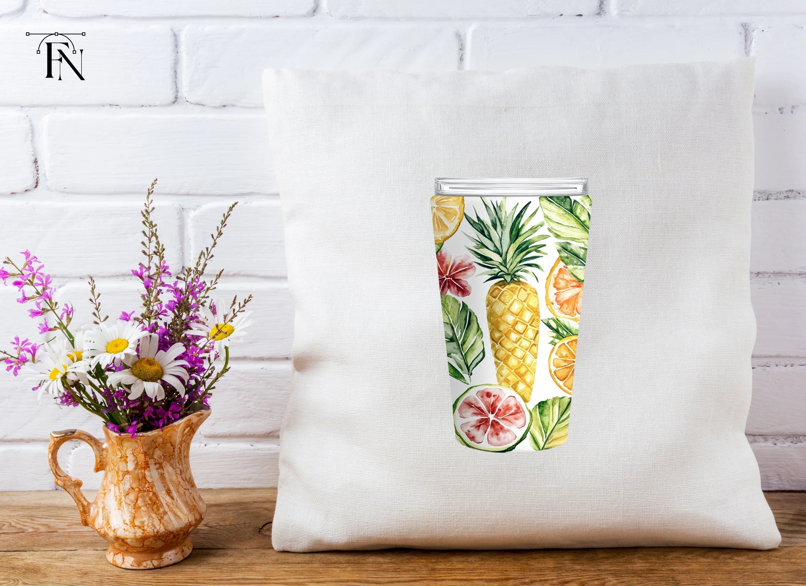 Tropical Fruit Tumbler Clipart Bundle