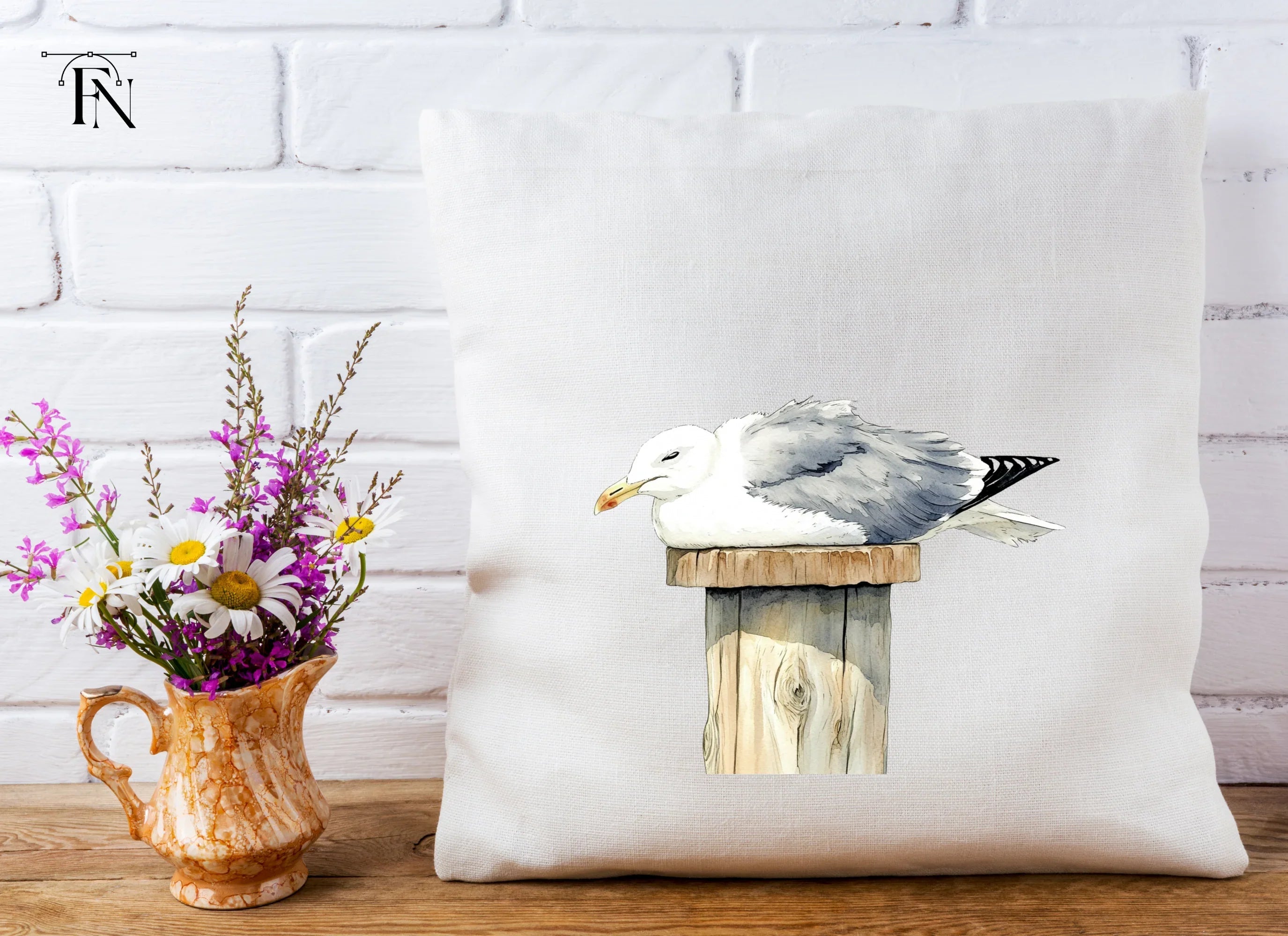 Sleeping Seagulls on Wooden Posts Clipart Bundle