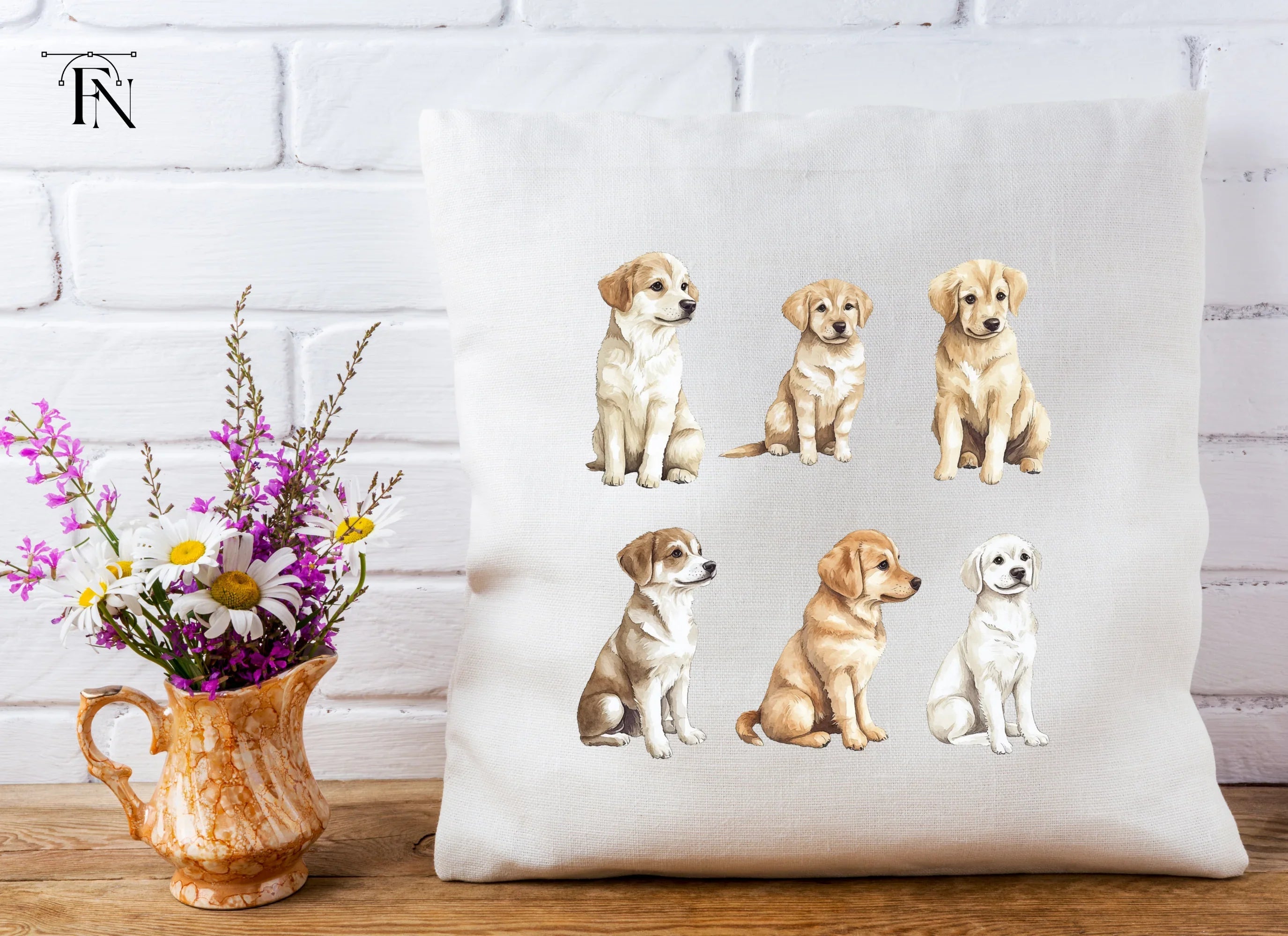 Adorable Golden Retriever Puppies Clipart Bundle