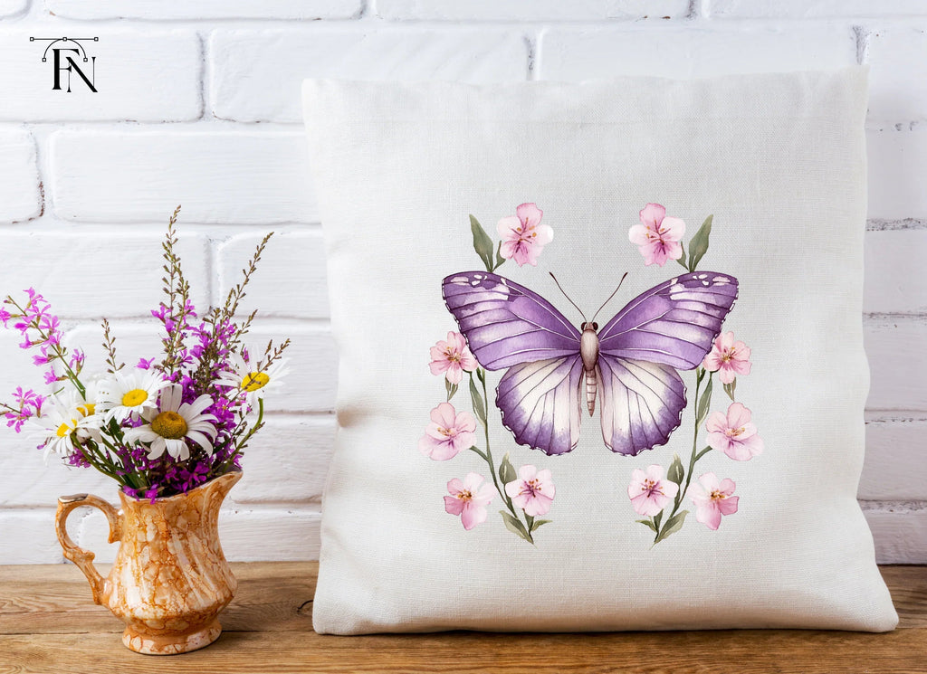 Purple Butterfly and Floral Clipart Bundle