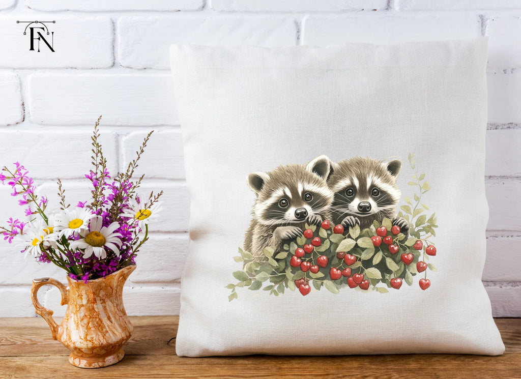 Sweet Raccoons with Berries Clipart Bundle