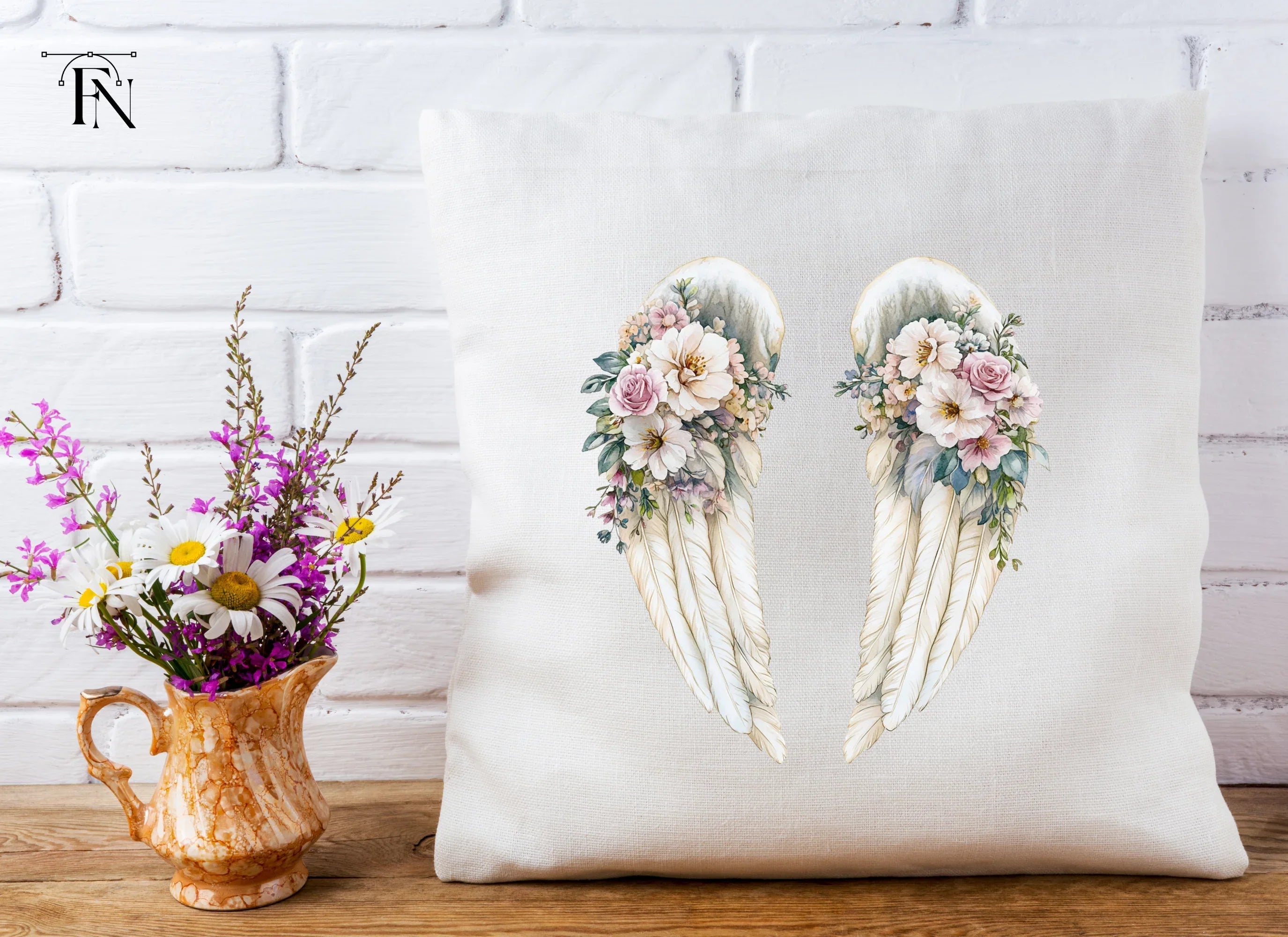 Angel Wings Floral Clipart Bundle