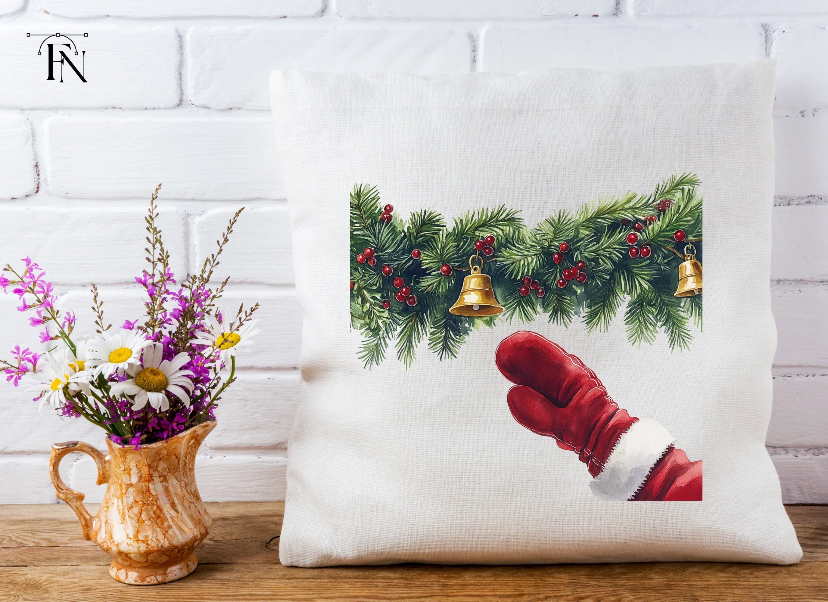 Christmas Garland Santa Hands Clipart Bundle
