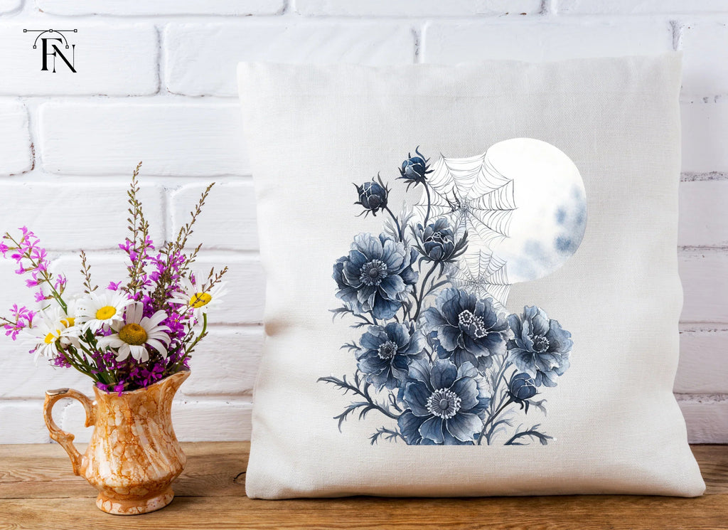 Spooky Blue Floral Halloween Clipart Bundle