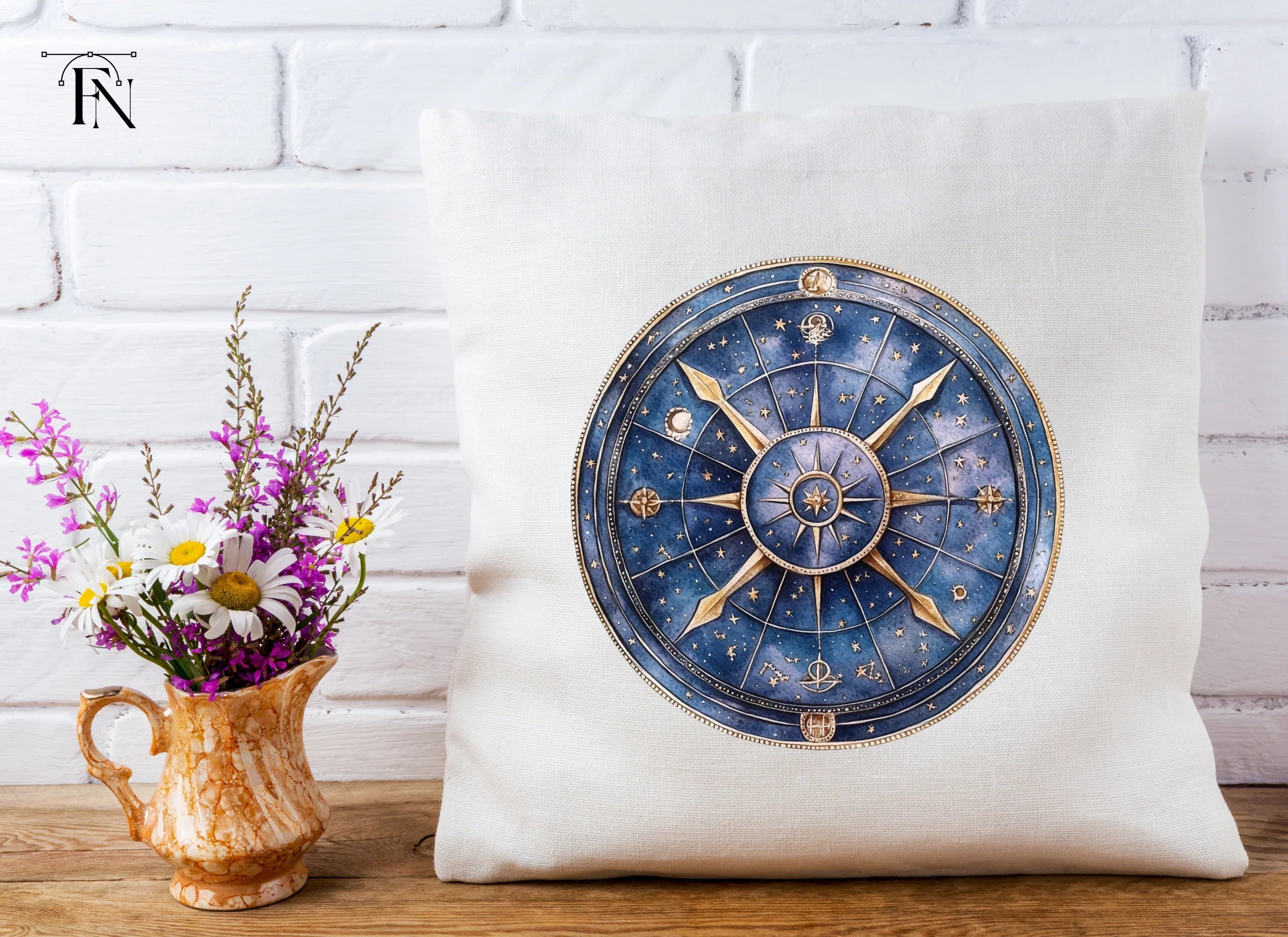Celestial Zodiac Compass Clipart Bundle