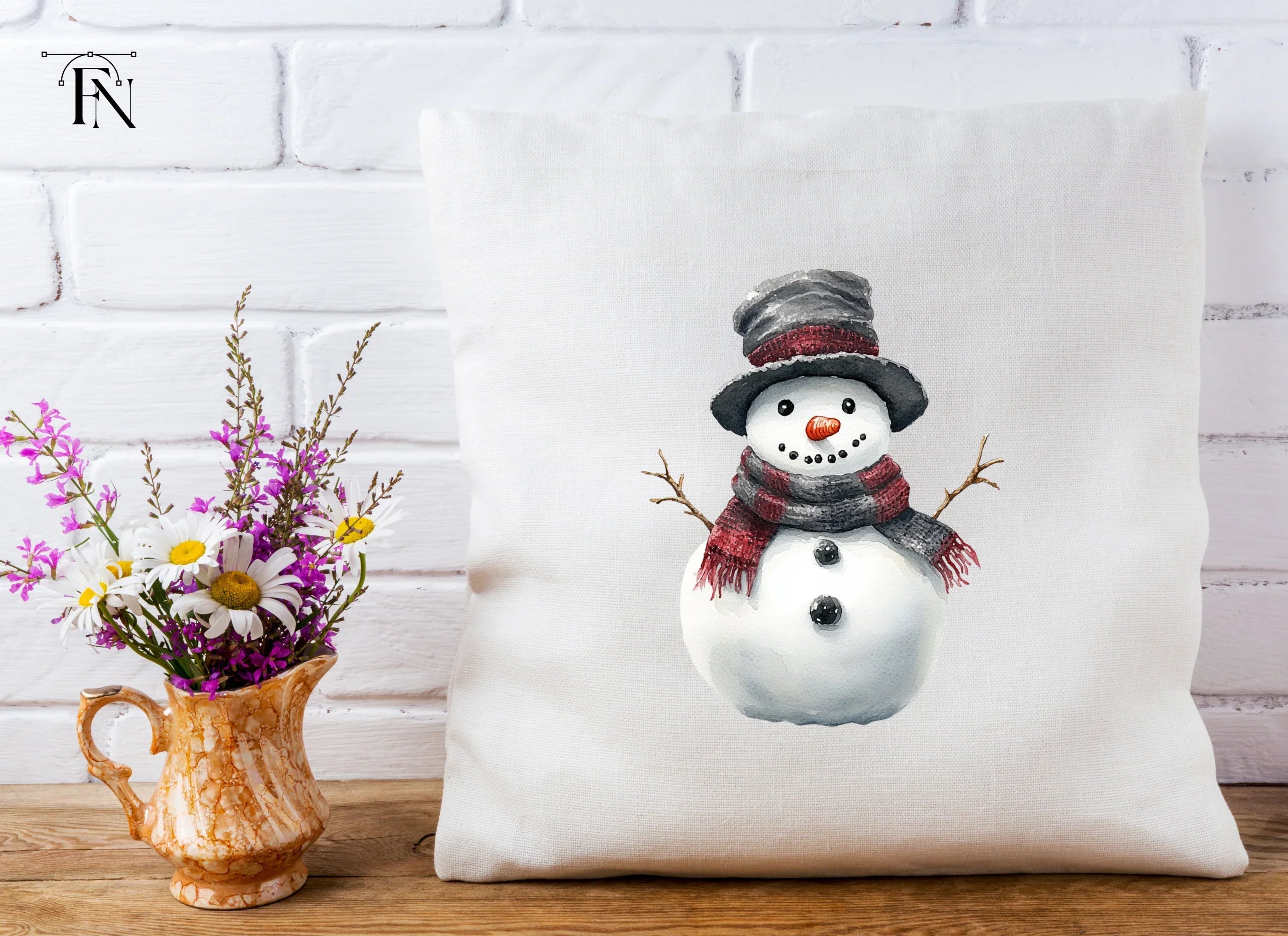 Festive Snowmen with Plaid Accessories Clipart Bundle