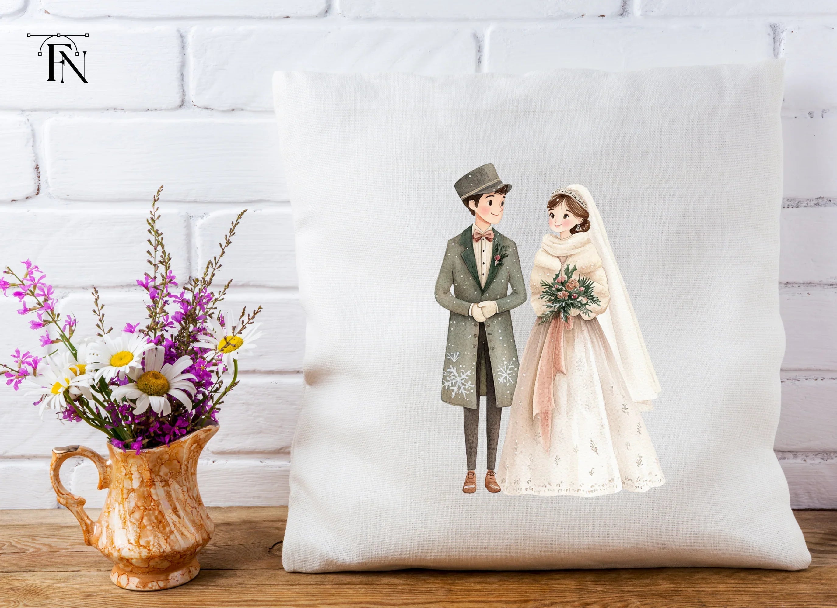 Winter Wedding Couple Clipart Bundle