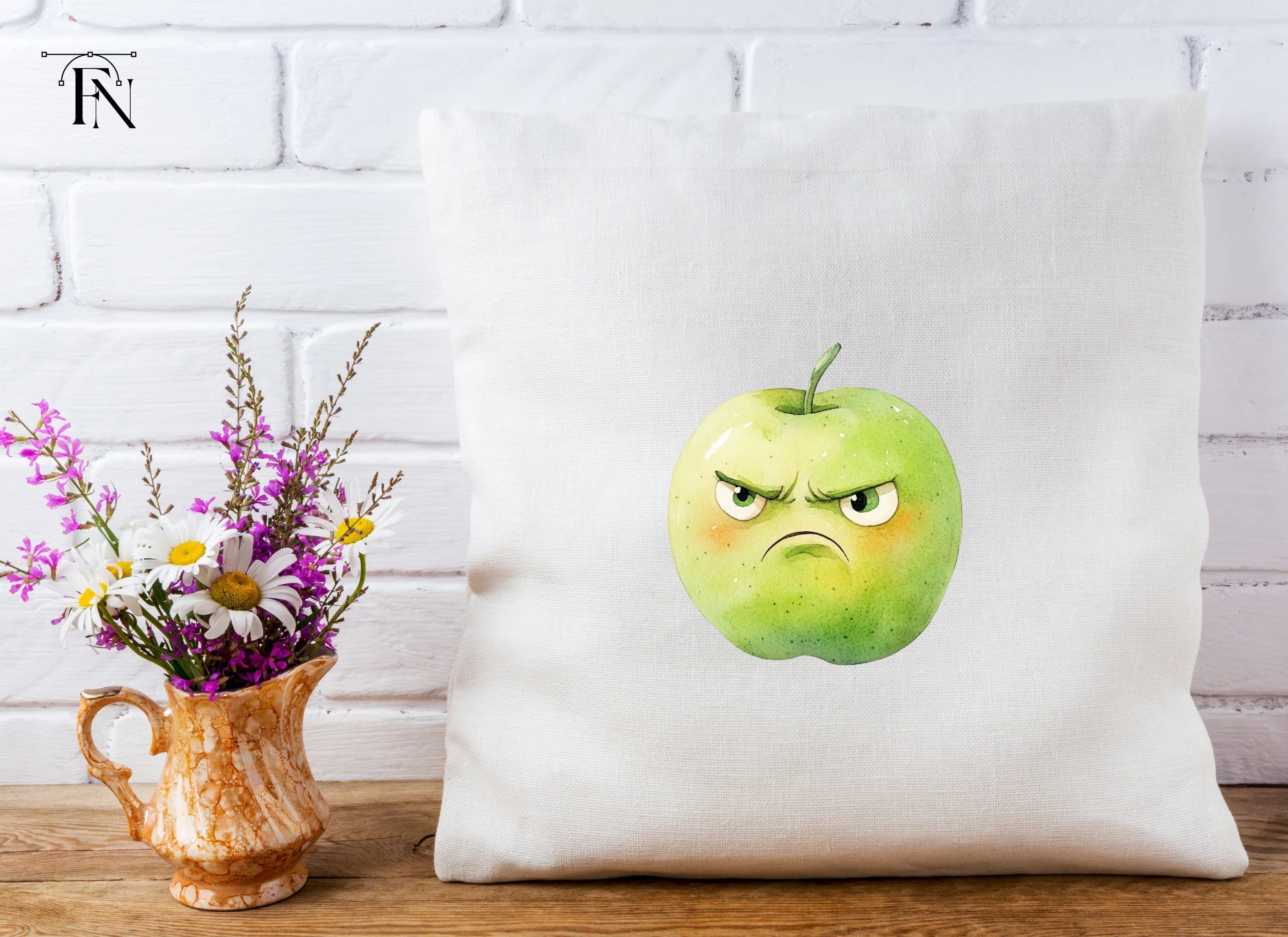 Angry Green Apple Cartoon Clipart Bundle