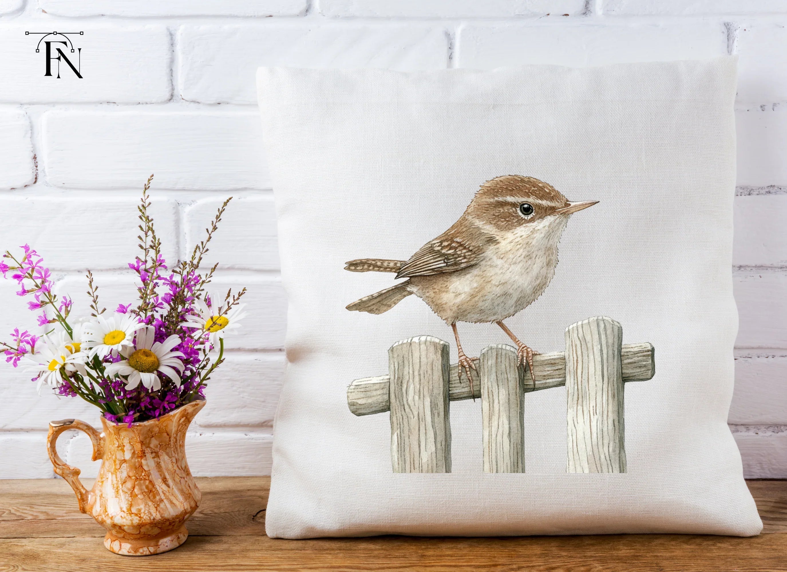Cute Wren Birds on Fence Clipart Bundle