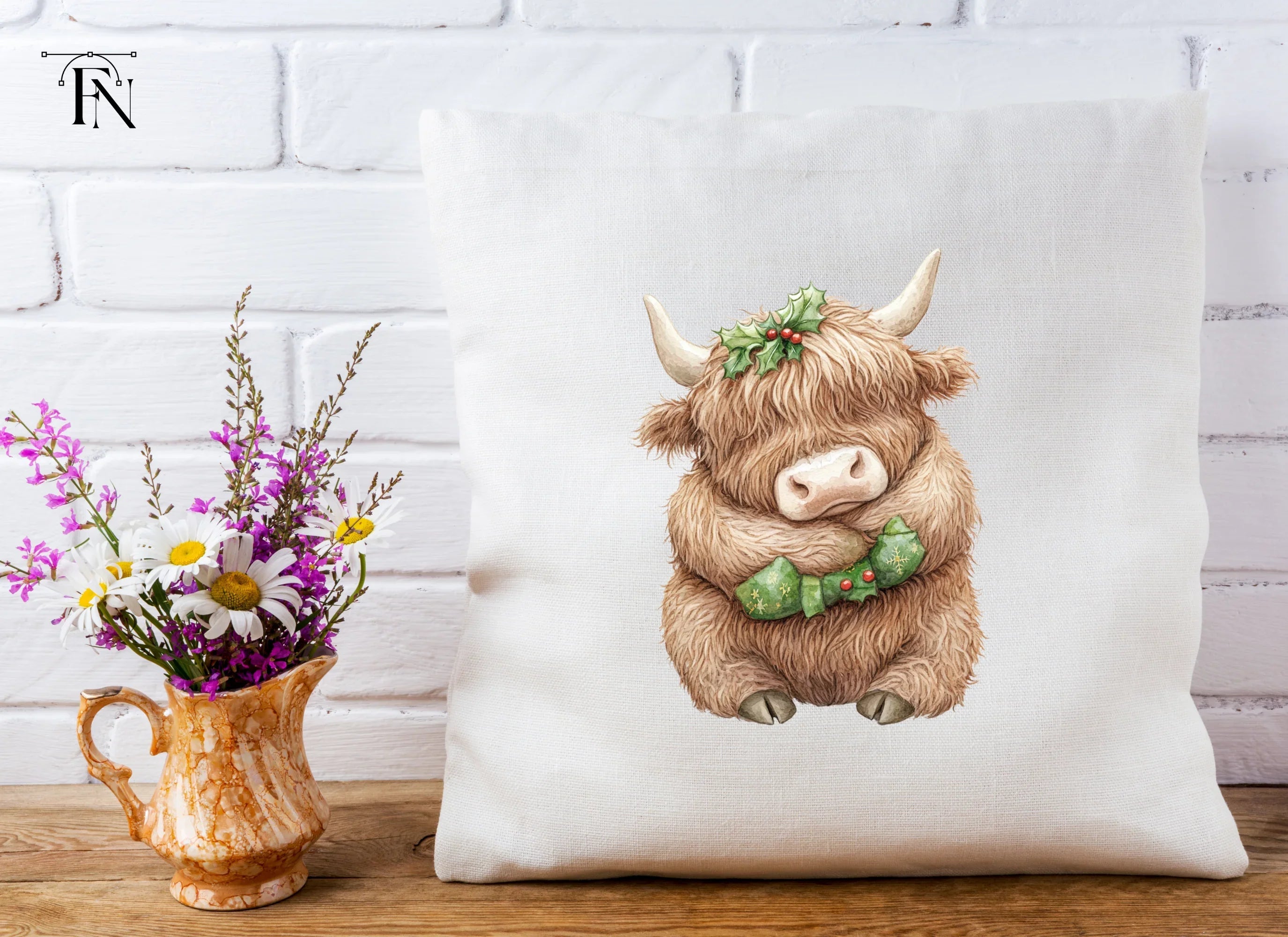 Christmas Highland Cow Clipart Bundle