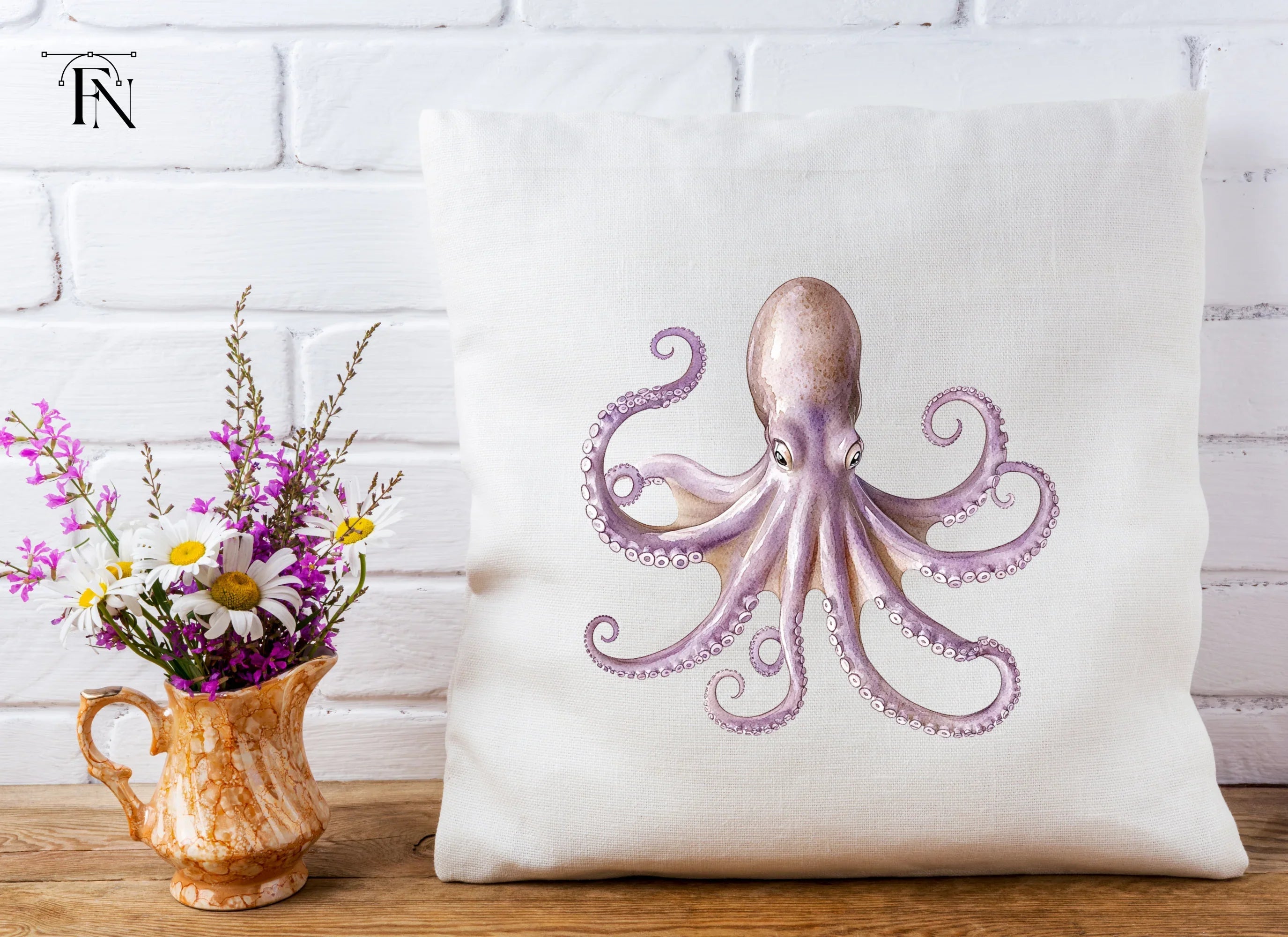 Purple Octopus Illustrations Clipart Bundle