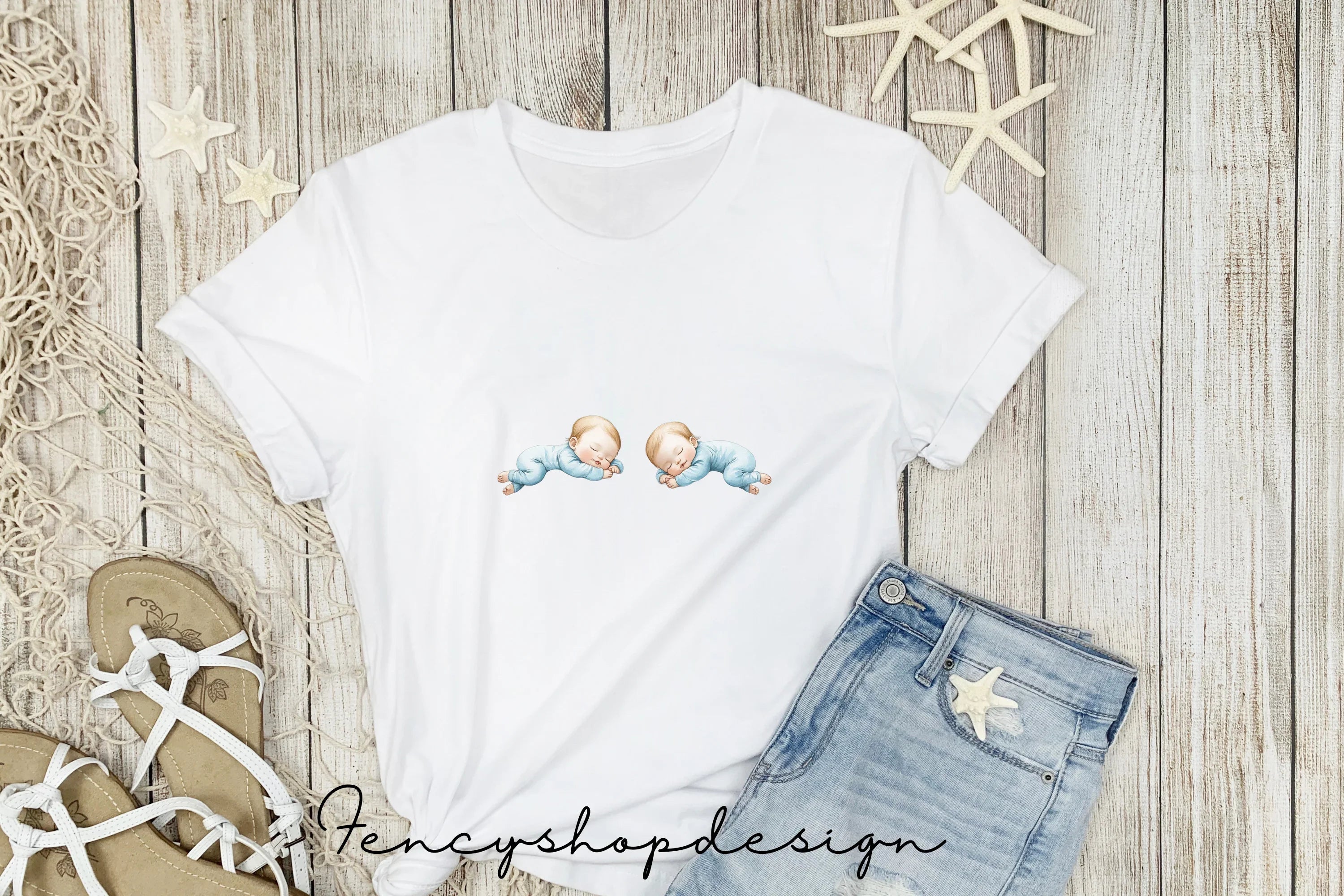 Sleeping Christmas Babies Clipart Bundle