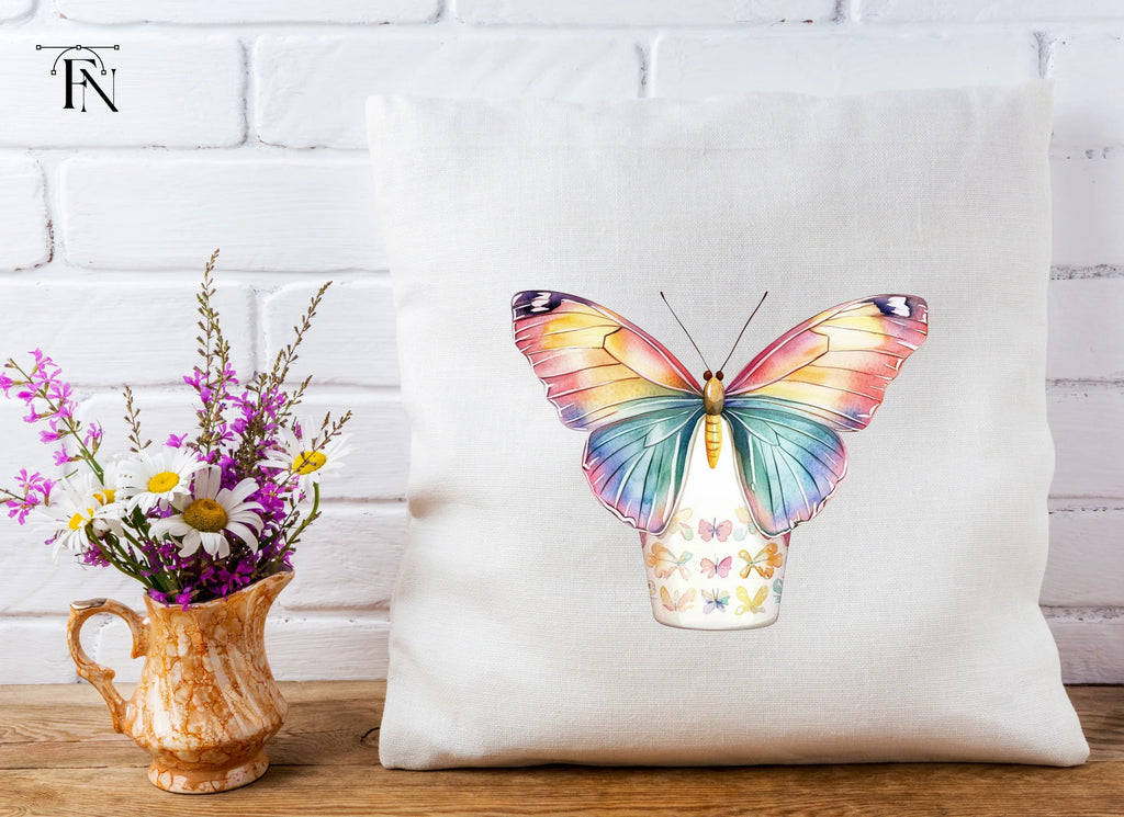 Rainbow Butterfly Floral Cup Clipart Bundle